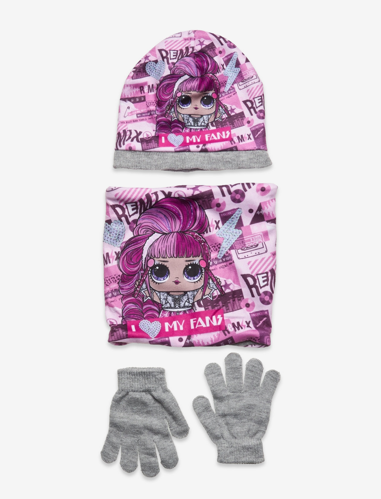 L.O.L SET 3 PCS BONNET+COLLAR+GLOVES - Accessoires - LIGHT GREY / multi