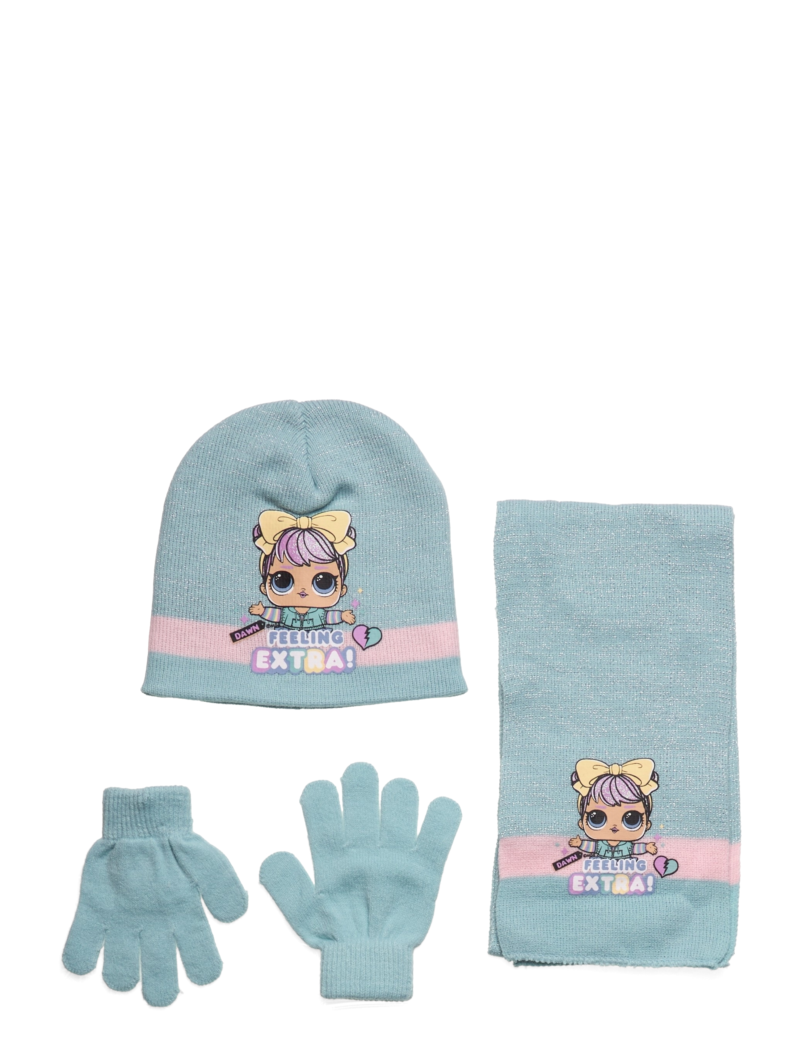L.O.L Bonnet & Schal & Handschuhe Blau - 54 - Kinder