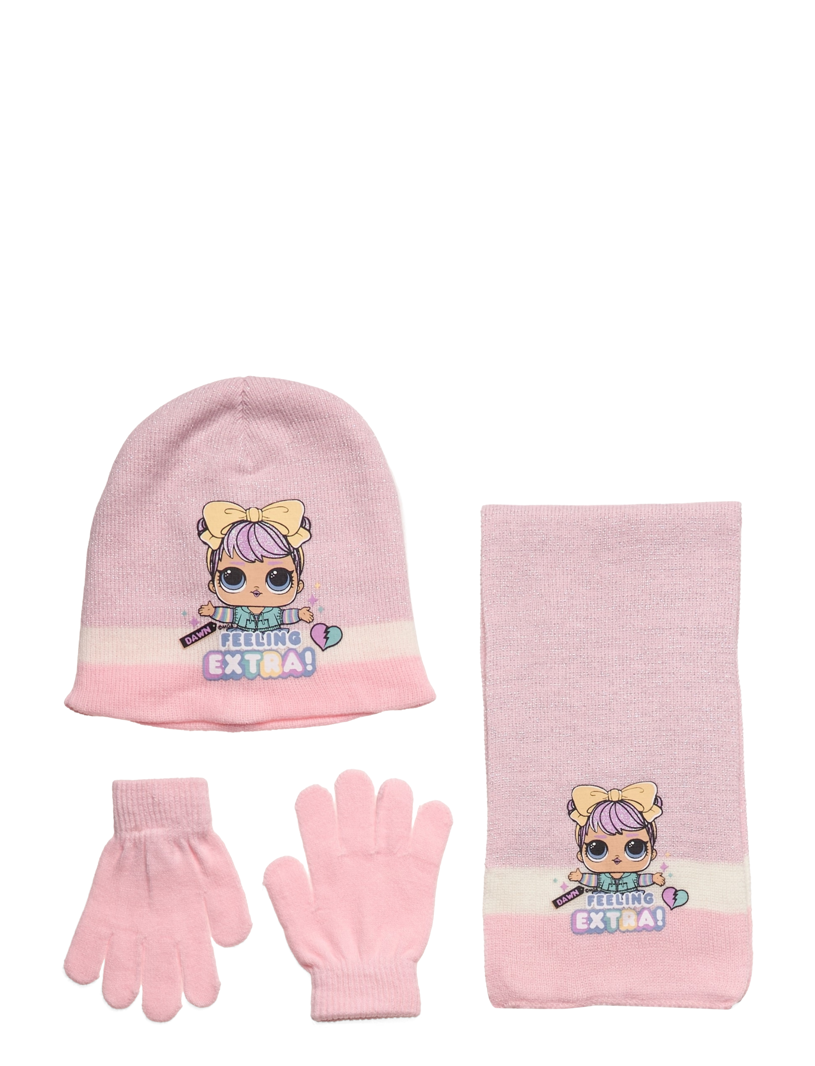 L.O.L Bonnet & Schal & Handschuhe Pink - 52 - Kinder