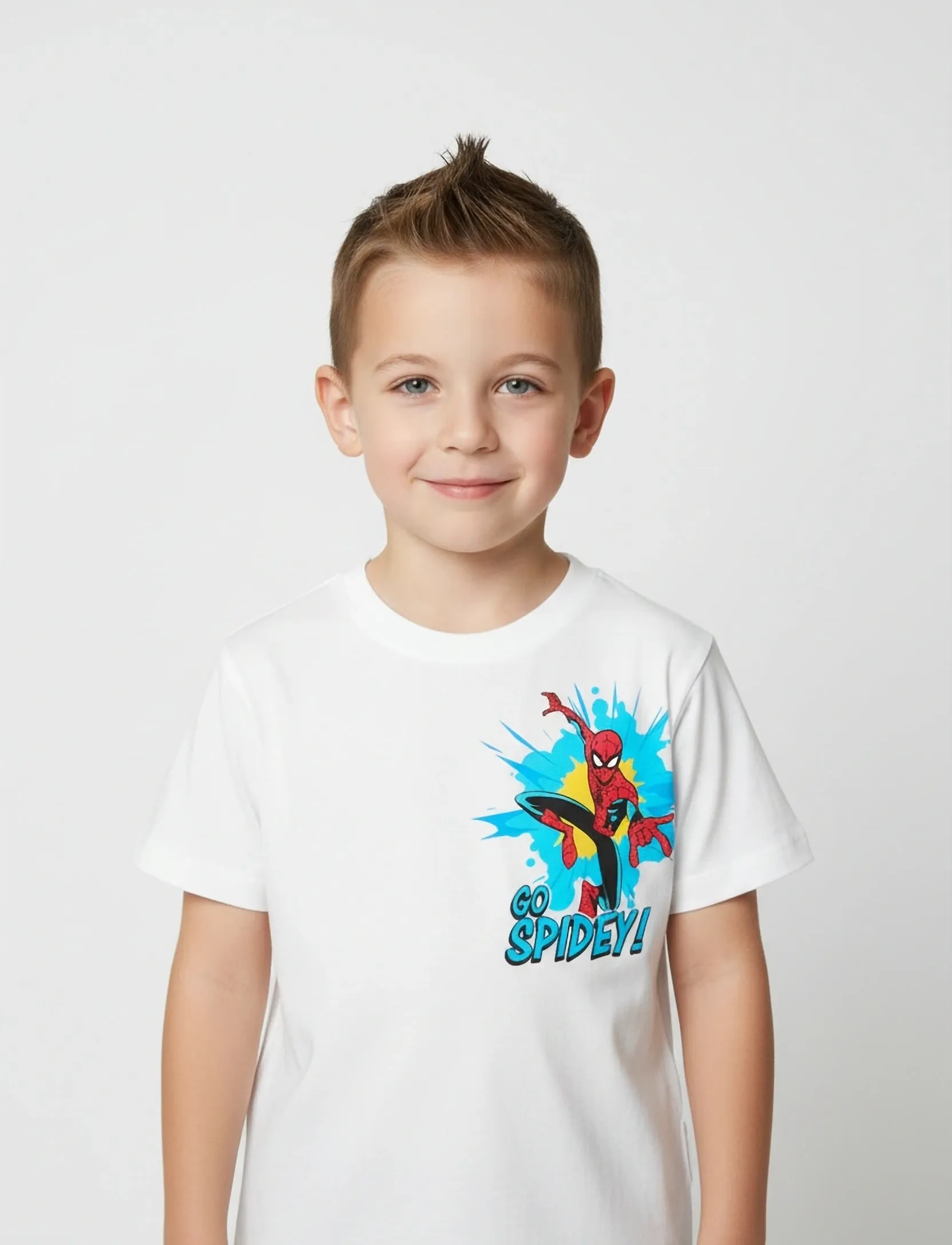 Spider-man Tshirt, Børn, Printet T-Shirt, Hvid, Str: 98