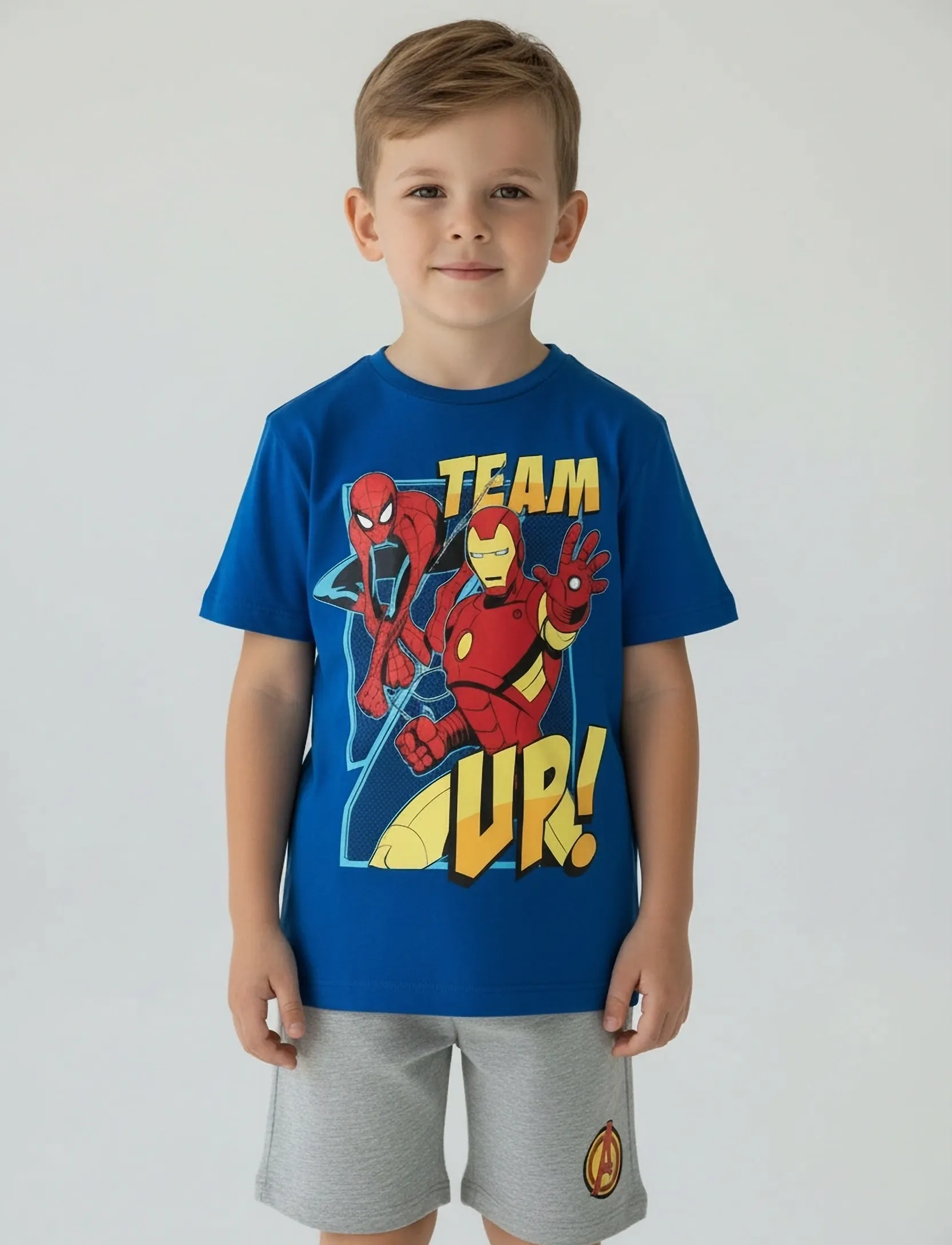 Marvel Set, 128, Blue, Sæt > Sæt Med Kortærmet T-Shirt, Børn
