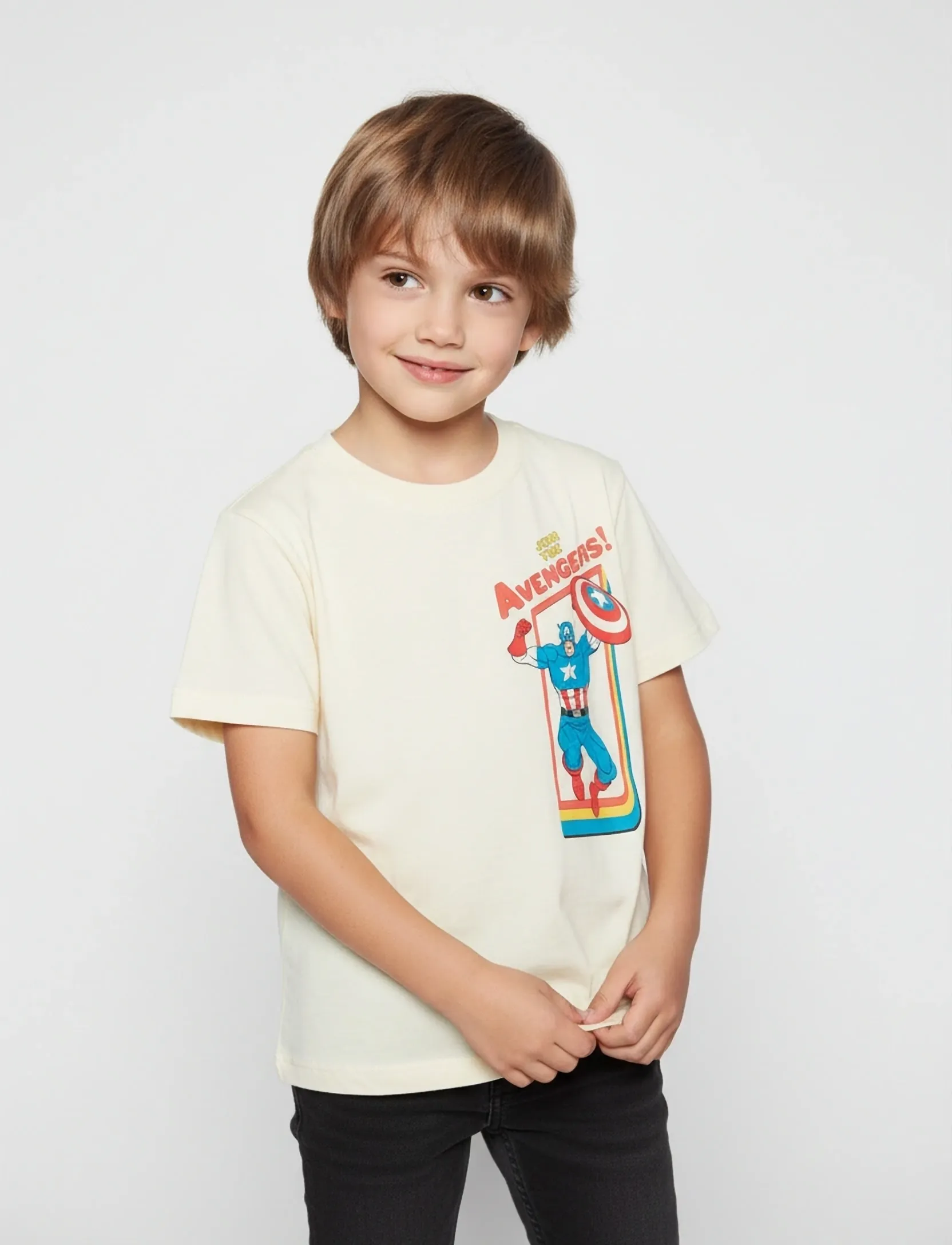 Marvel Tshirt, 128, Cream, T-Shirts > Kortærmede, Børn