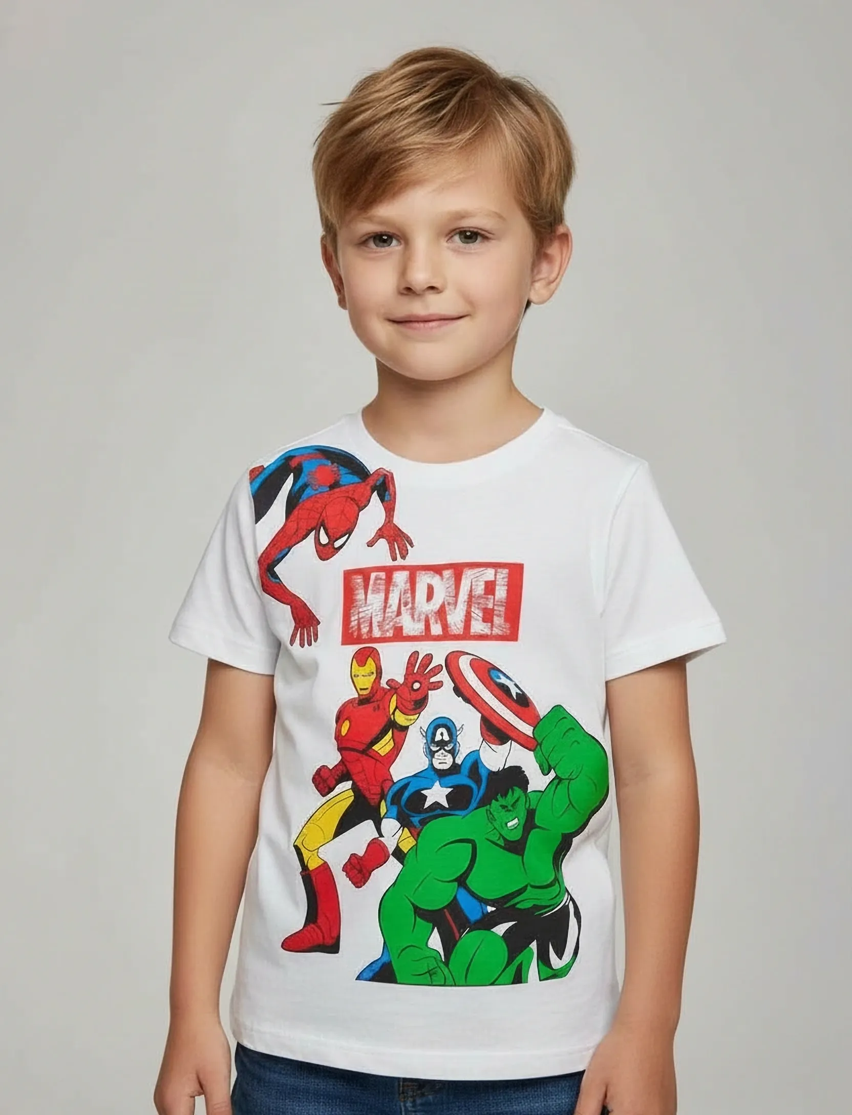 Marvel Tshirt, 128, T-shirts, Weiß - Short-sleeved, Kinder