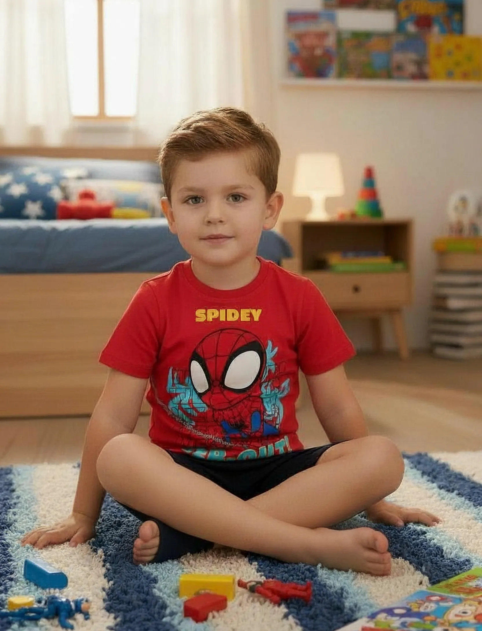 Spider-man Pyjama, Børn, Børne Pyjamas Sæt, Rød, Str: 92