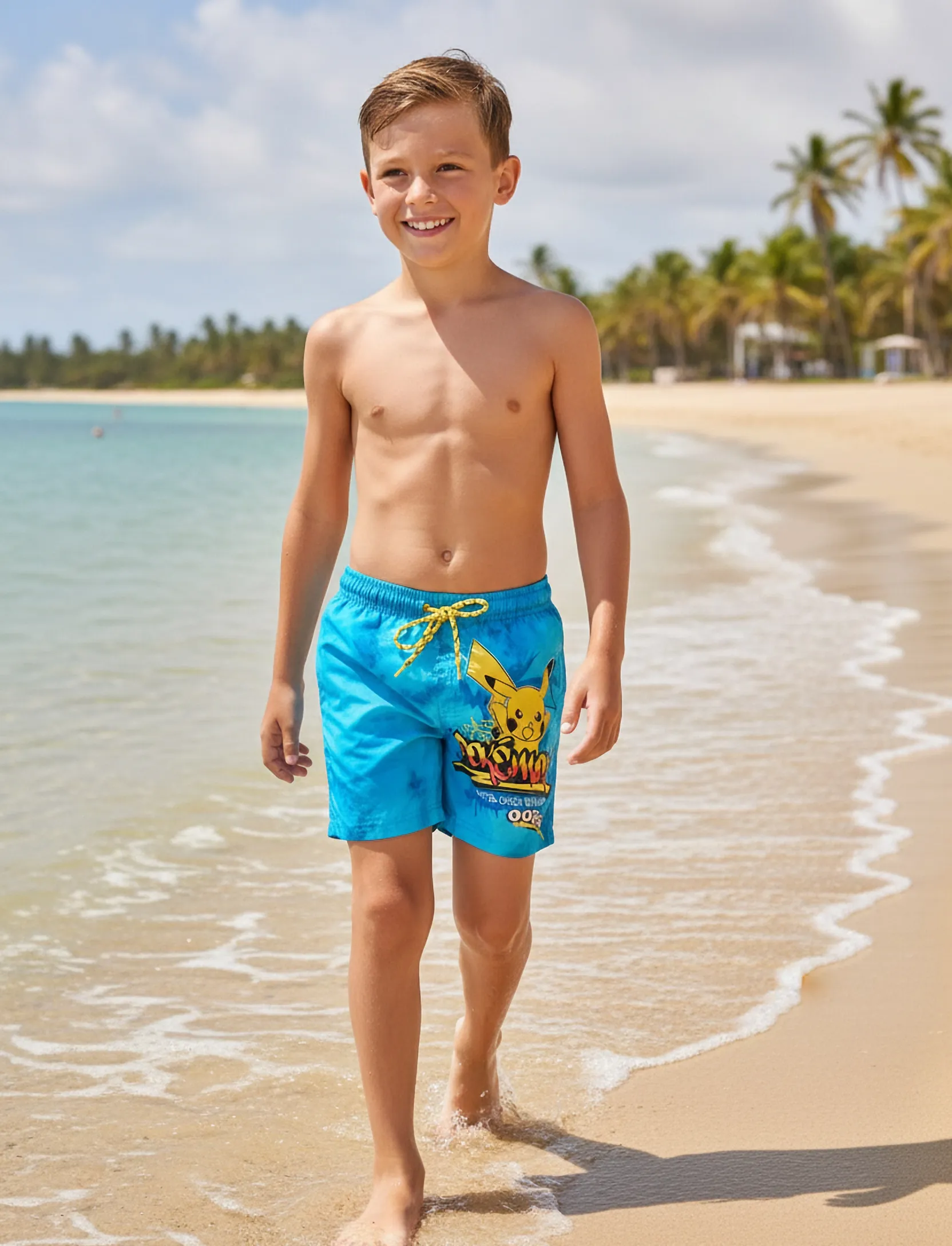 Pókemon Swimwear, Børn, Trykte Badeshorts, Blå, Str: 104