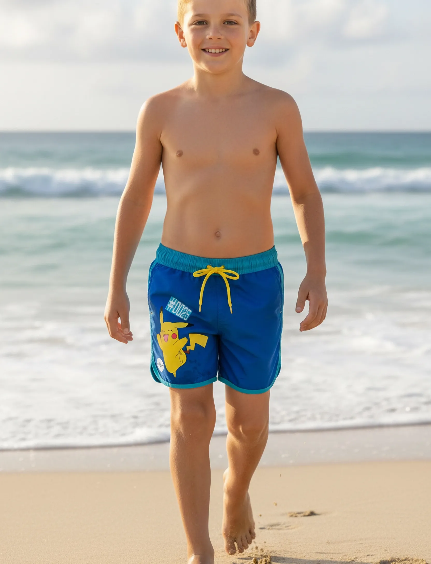 Pókemon Swimwear, Børn, Børne Badeshorts, Blå, Str: 104