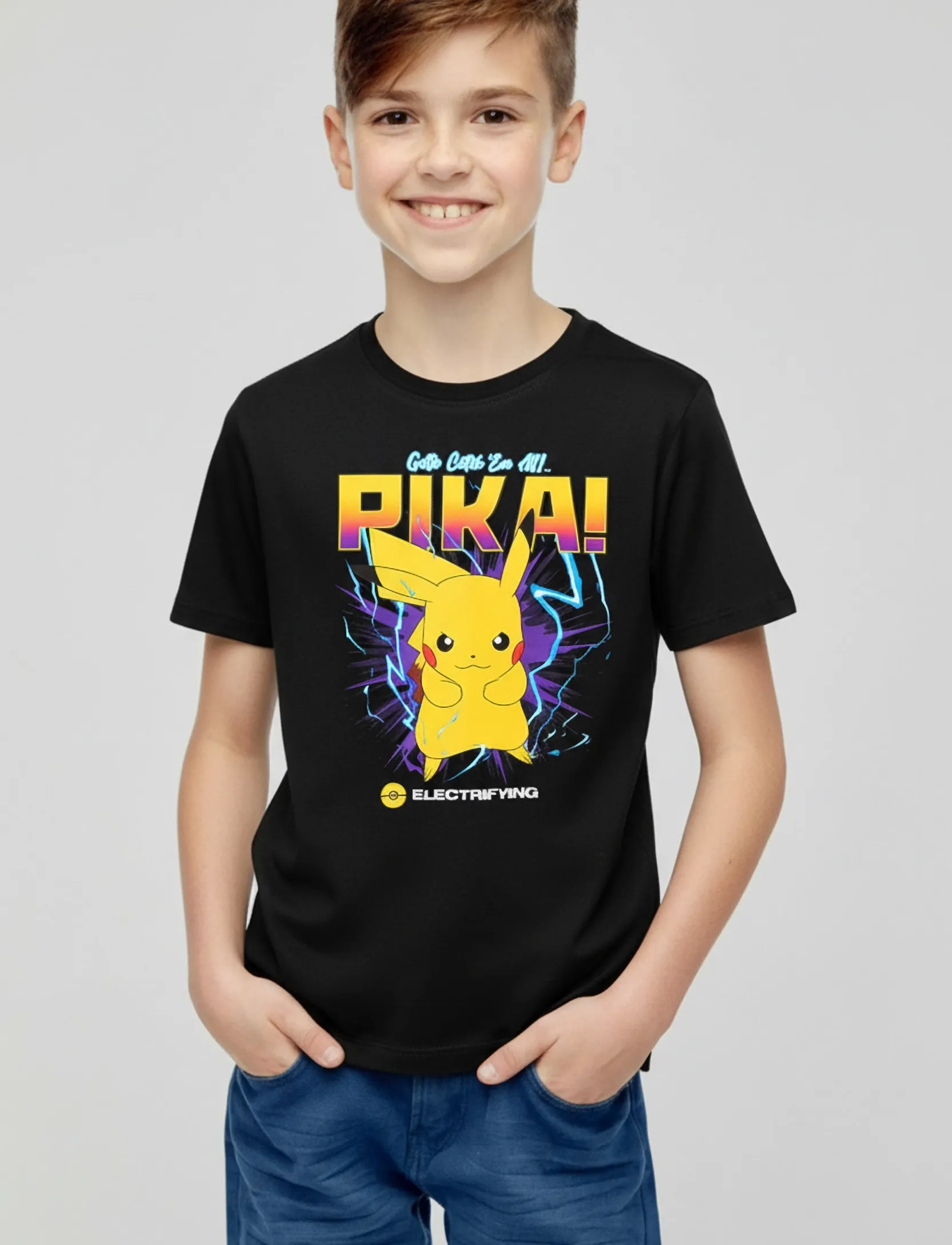 Pókemon Tshirt, 164, Black, T-Shirts > Kortærmede, Børn
