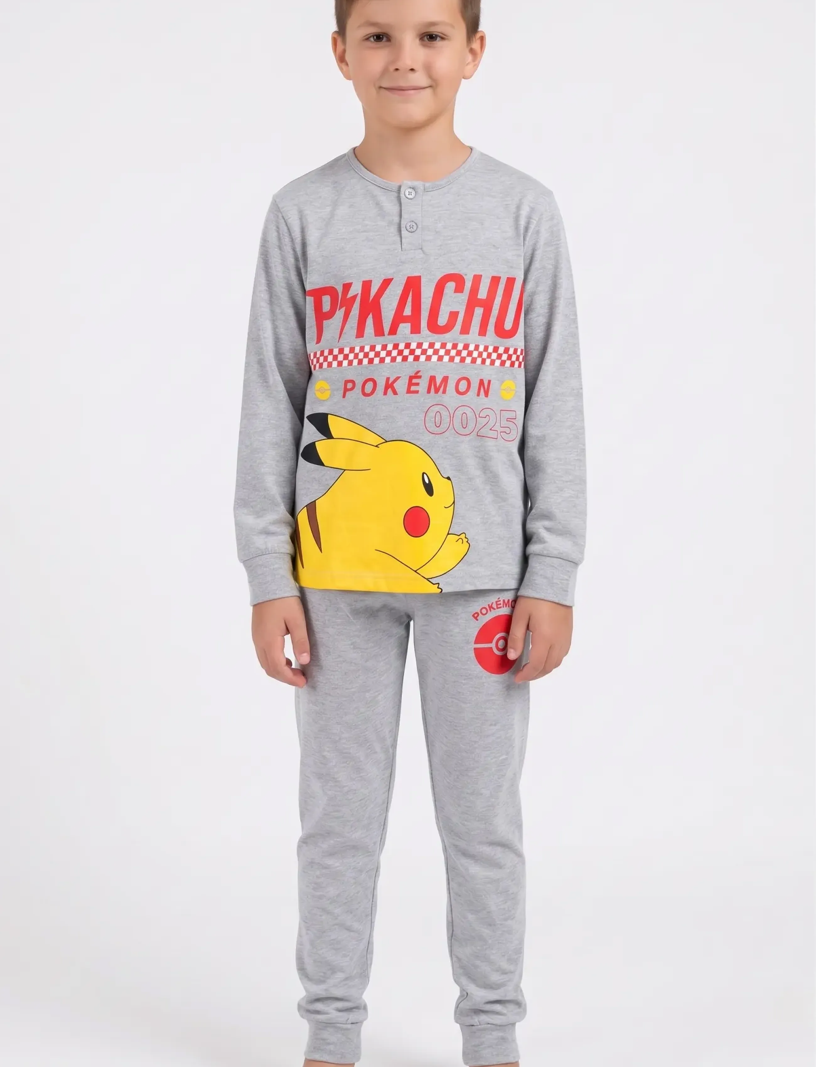 Pókemon Pyjama, Kinder, Pyjama Set, Grau, Gr.140