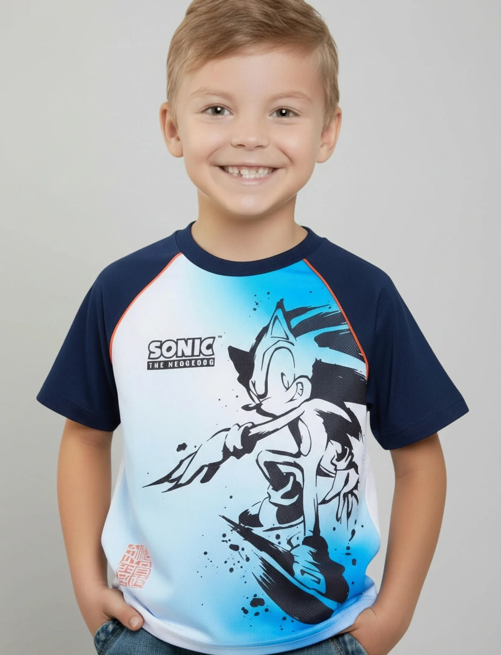 Sonic Tshirt, 116, Navy, T-Shirts > Kortærmede, Børn