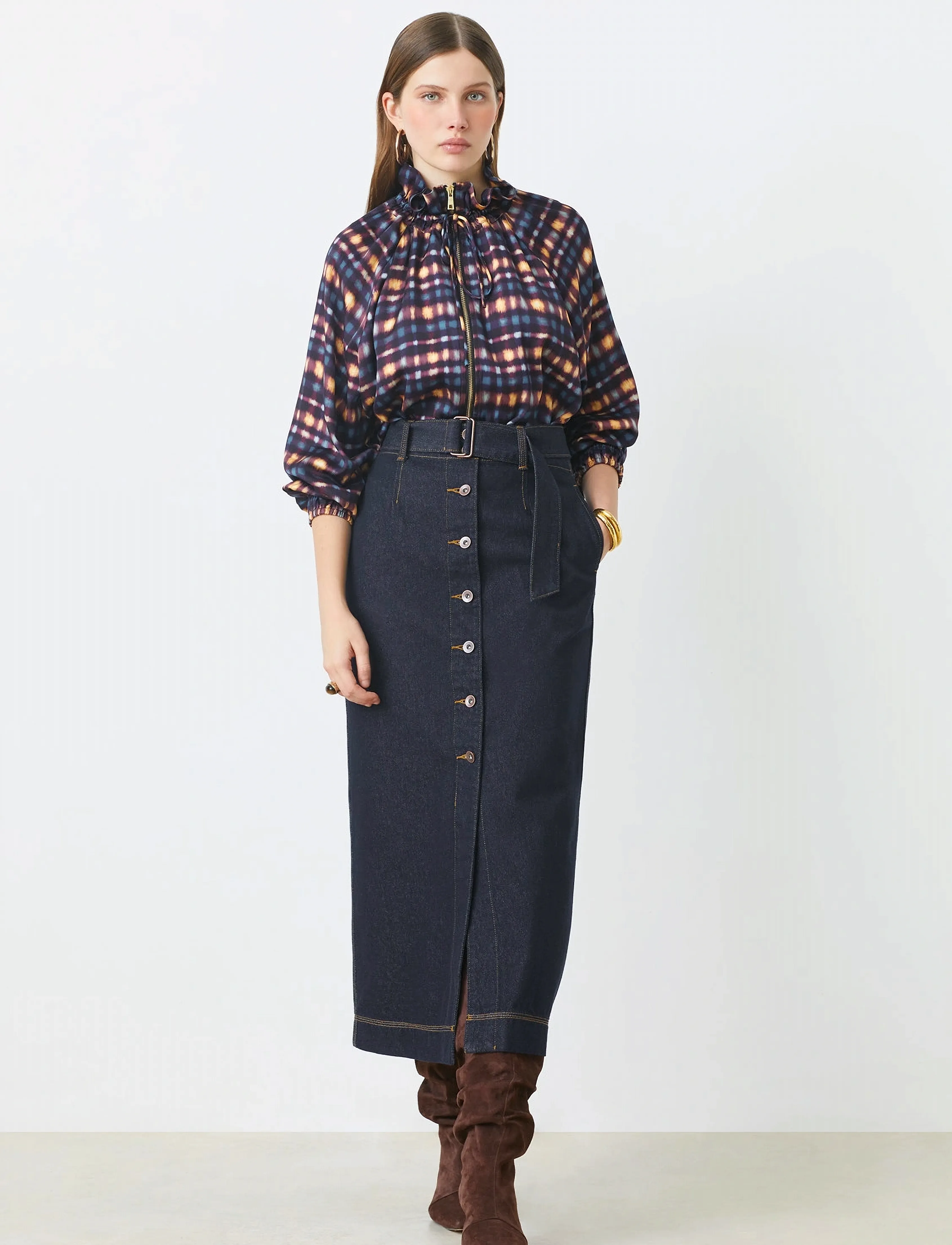SUNCOO Paris Fancy, M, Navy, Nederdele > Maxi Nederdele, Dame