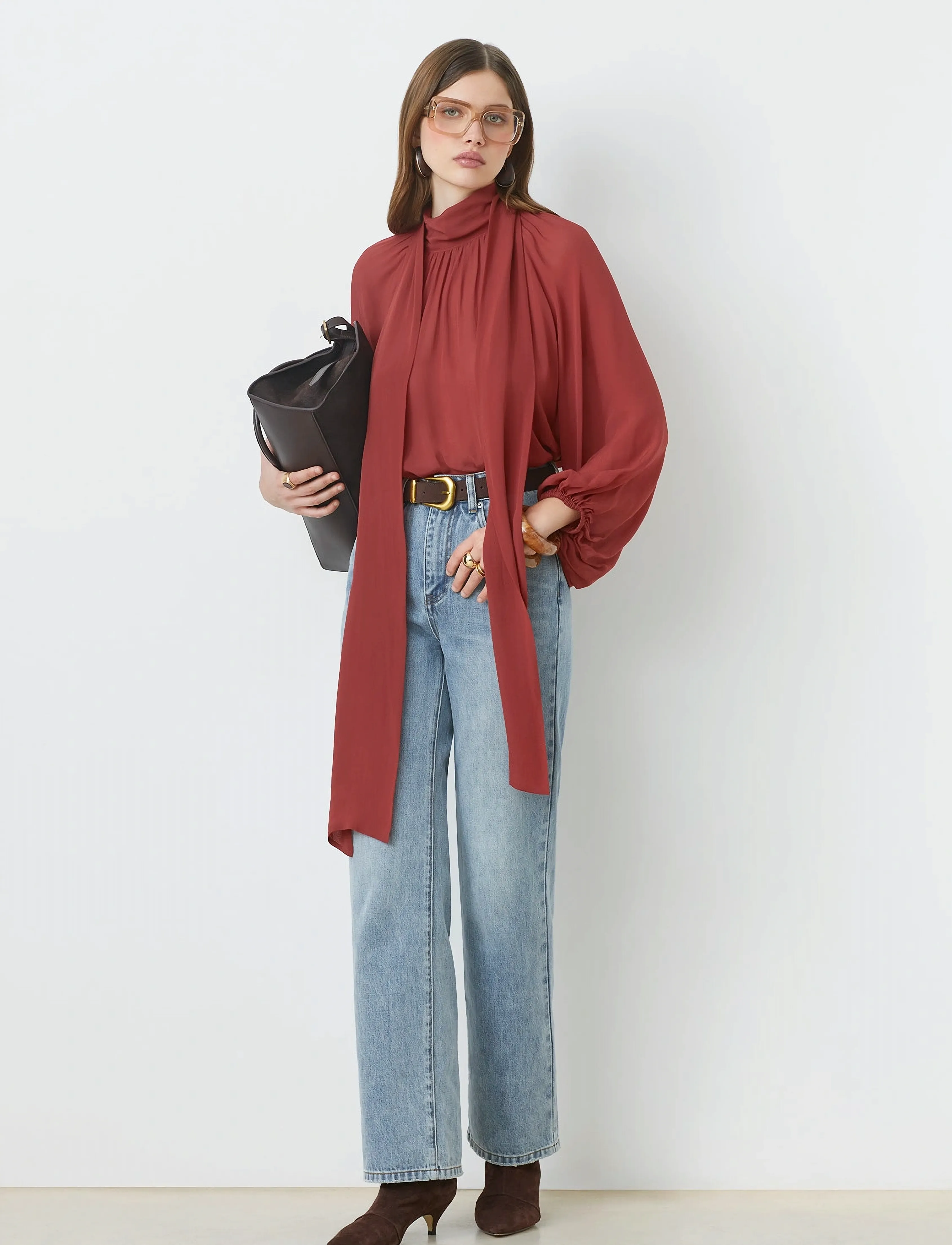 SUNCOO Paris - Lincoln - long-sleeved blouses - terracotta - 3