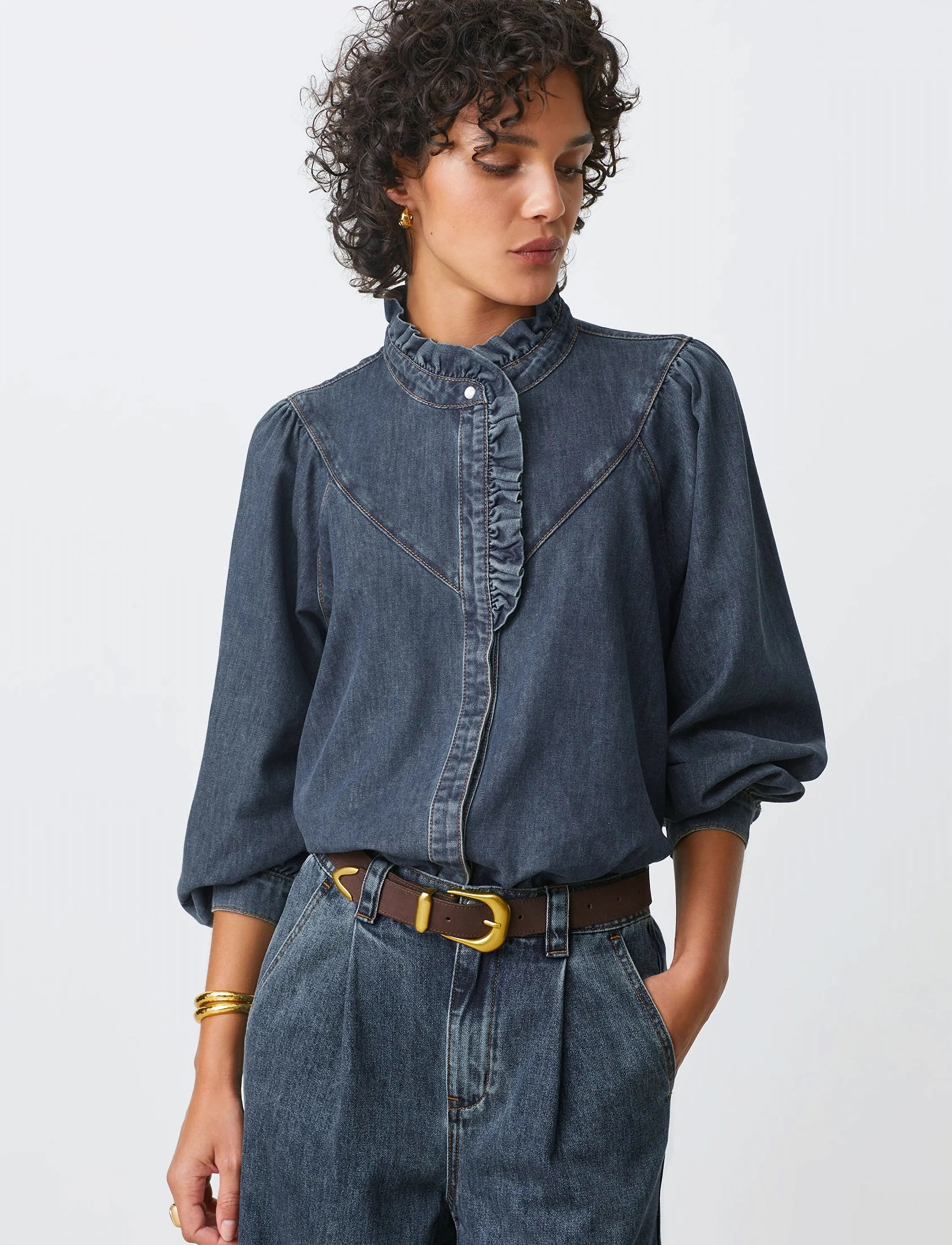 SUNCOO Paris Lively, L, Blue, Skjorter > Denim-Skjorter, Dame