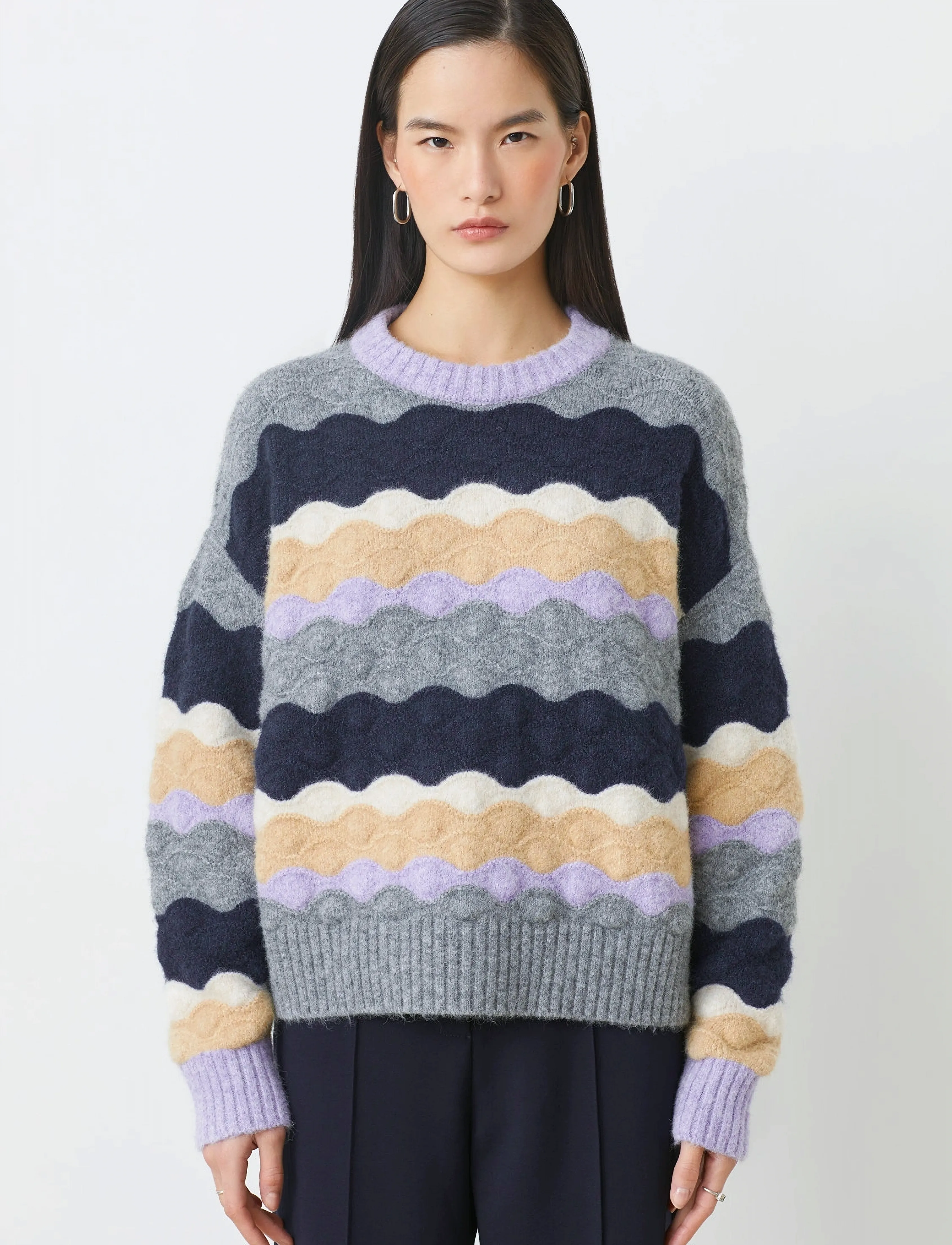 SUNCOO Paris Panayo, Bølget Sweater, Grå, Str: M