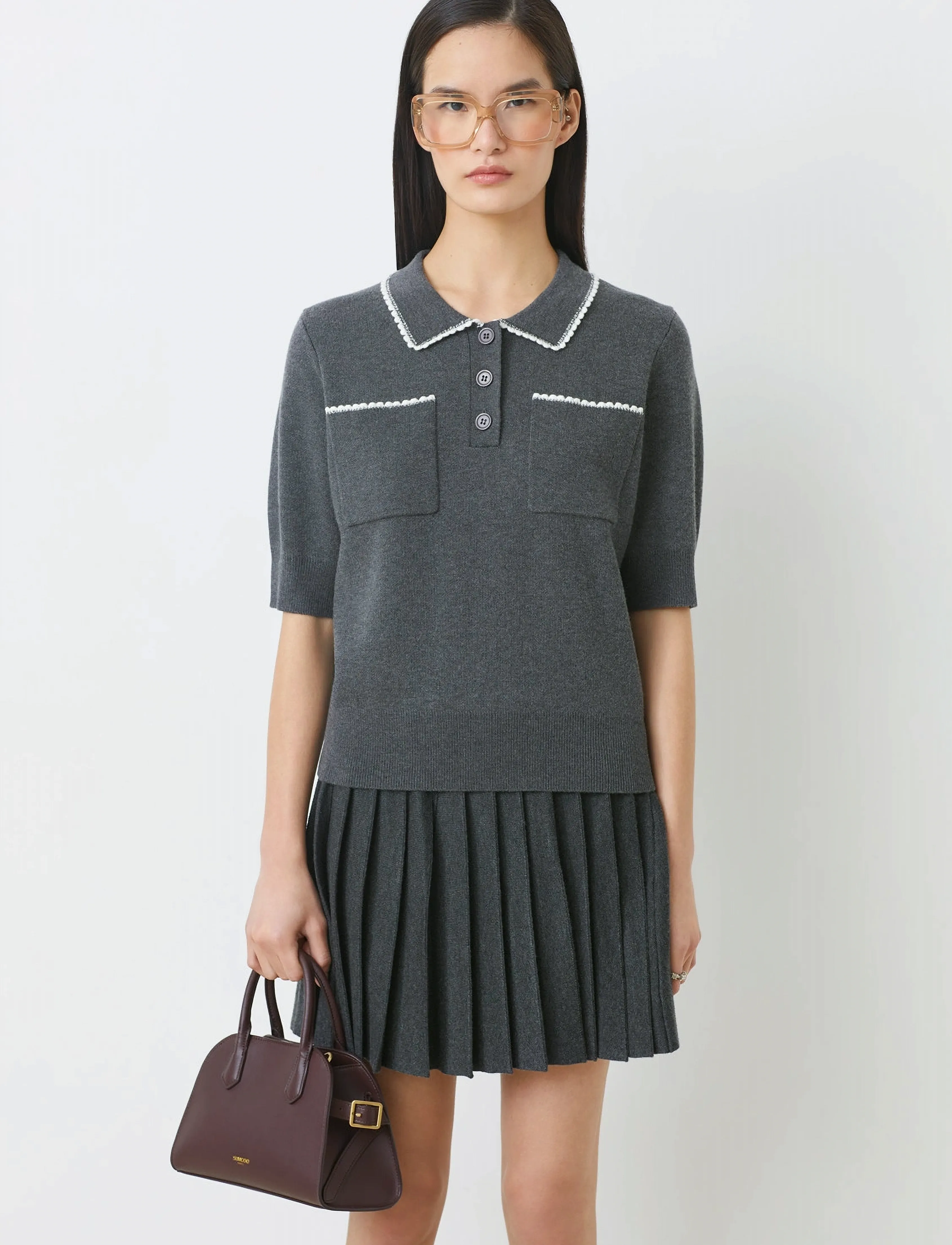 SUNCOO Paris Polka, S, Grey, Strik > Trøjer, Dame