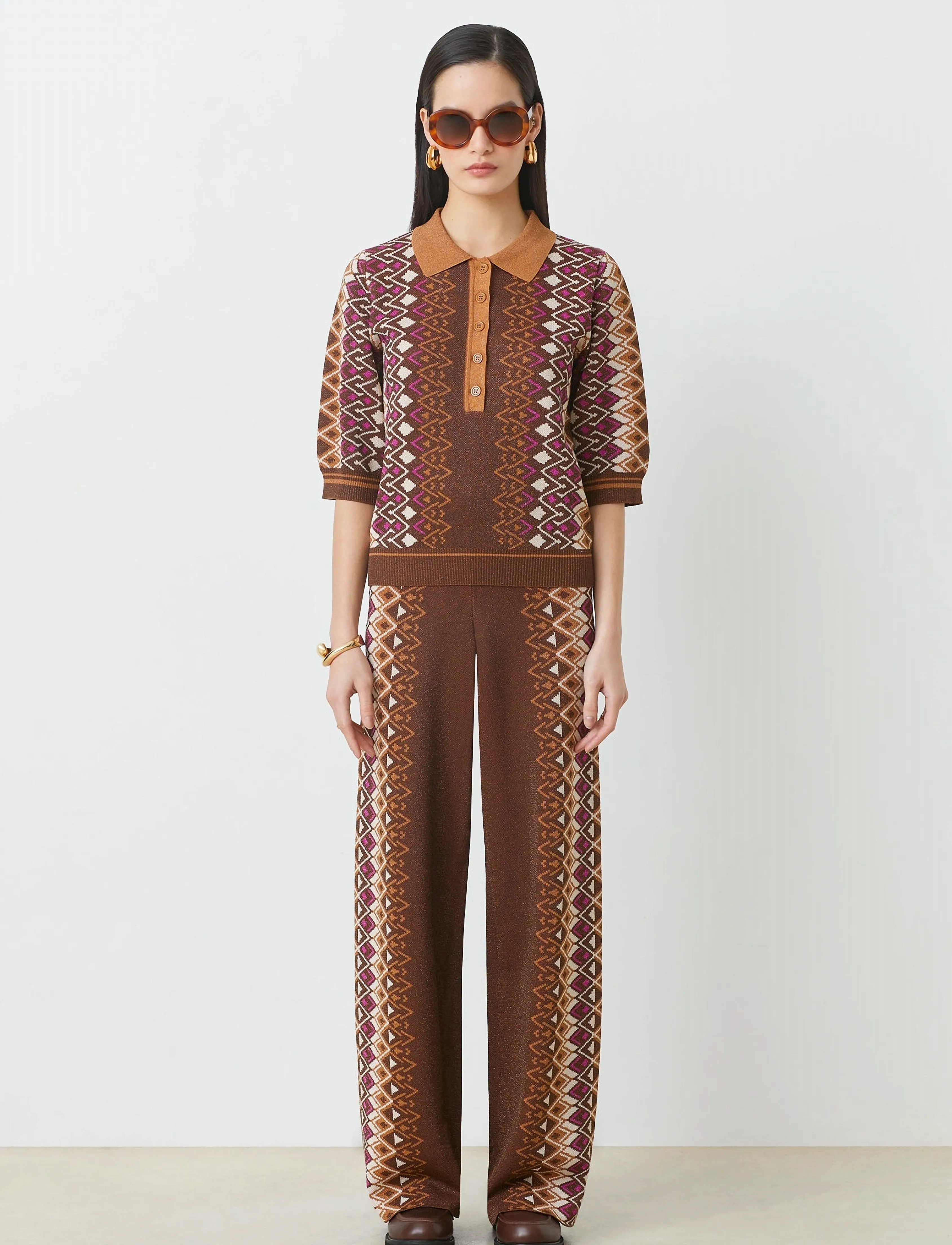 SUNCOO Paris Jasper, M, Trousers, Braun - Wide Leg, Frauen