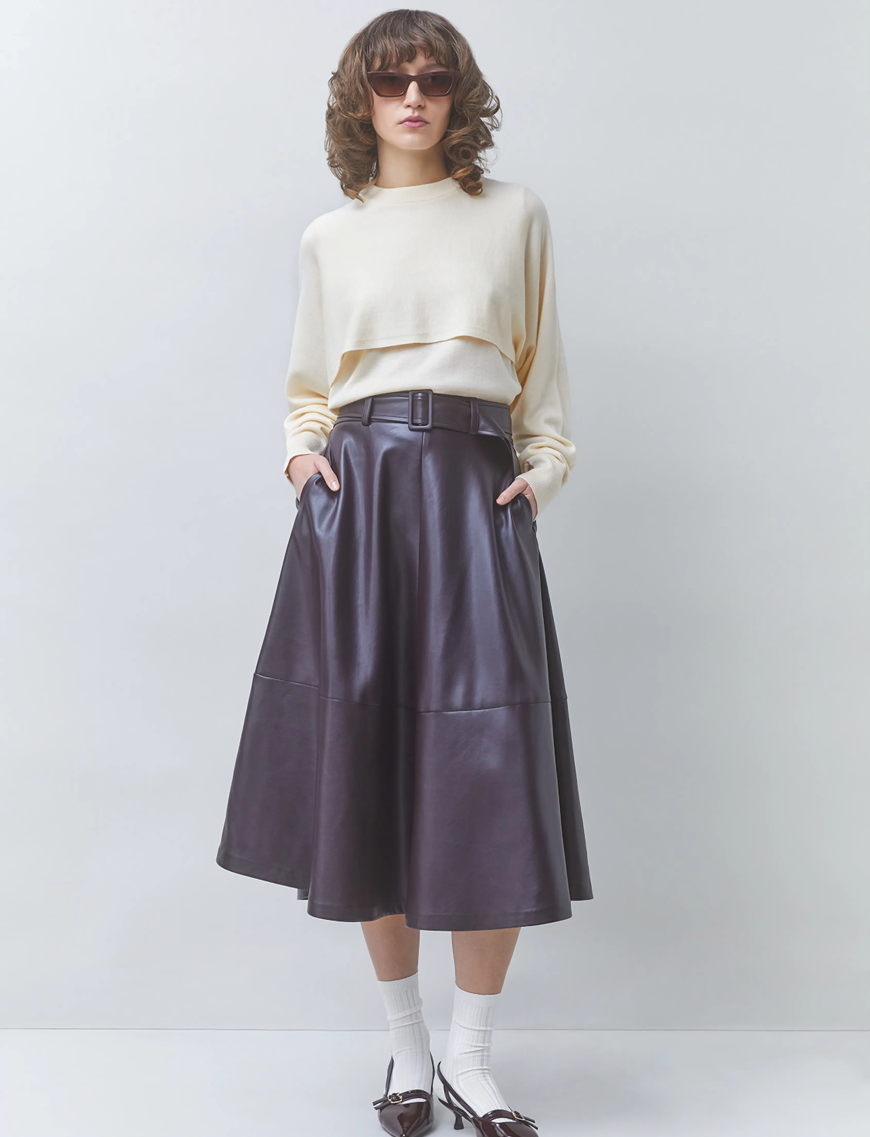 SUNCOO Paris - Fleur - midi skirts - prune - 0