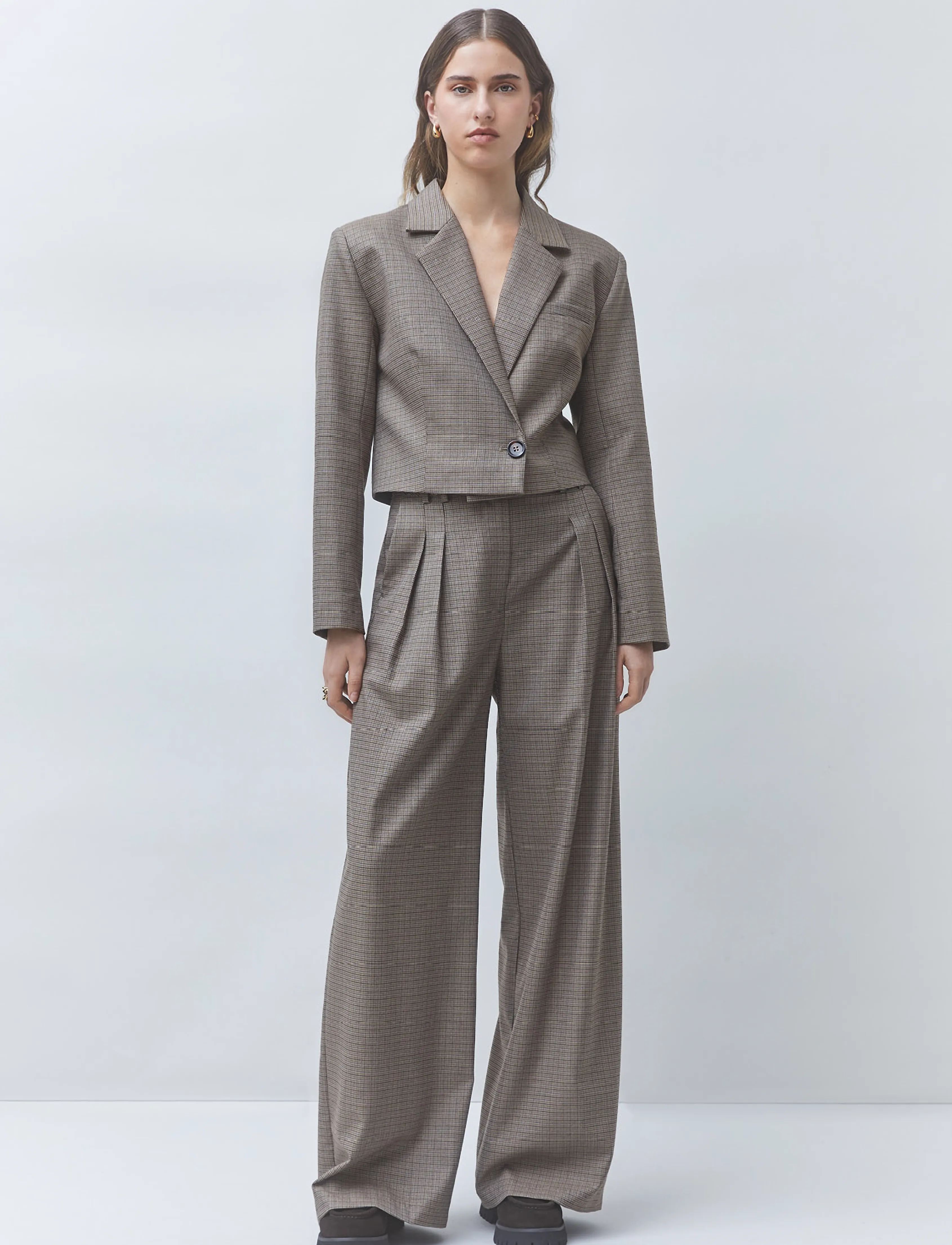 SUNCOO Paris - Dude - cropped-blazer - taupe - 0