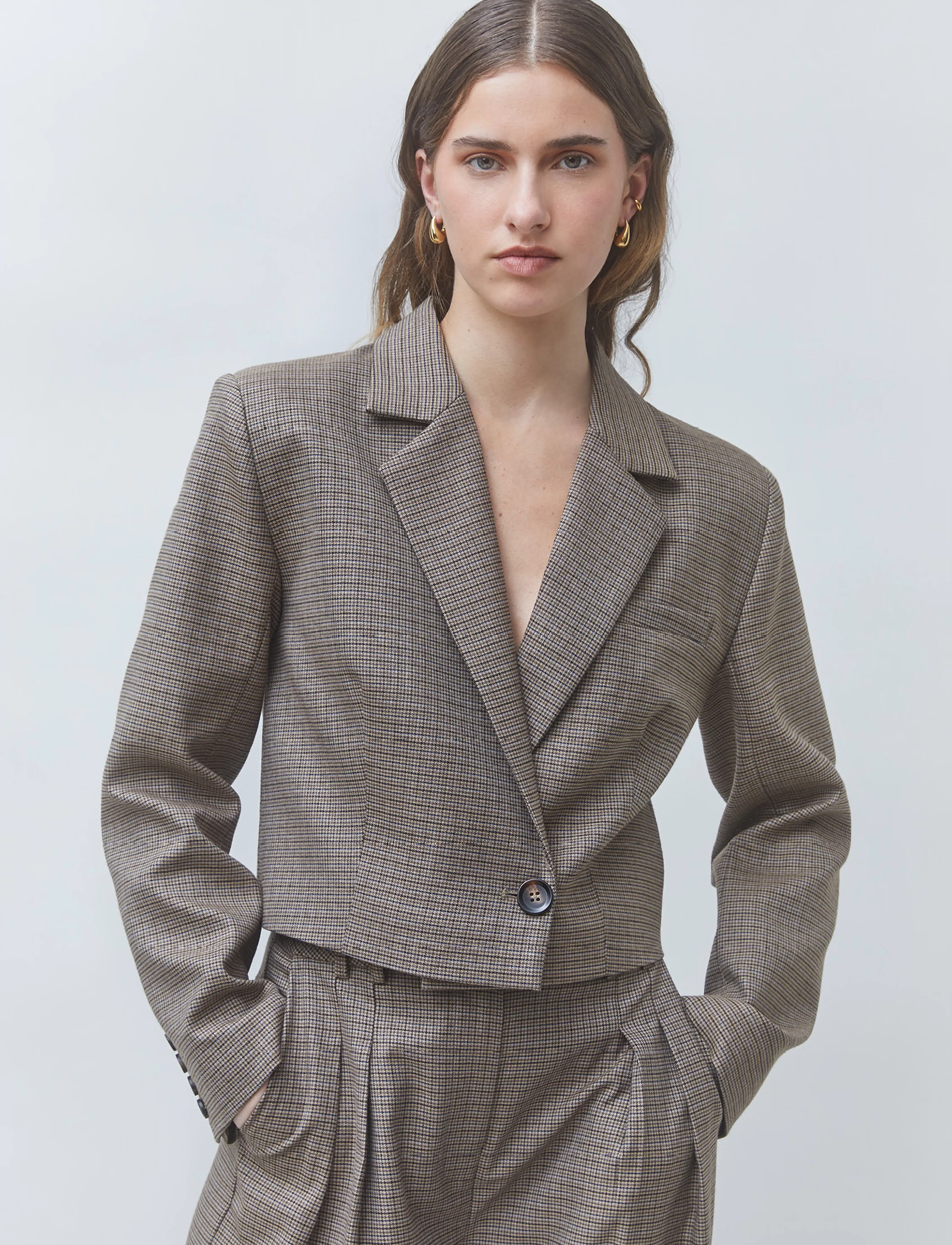SUNCOO Paris - Dude - cropped-blazer - taupe - 3