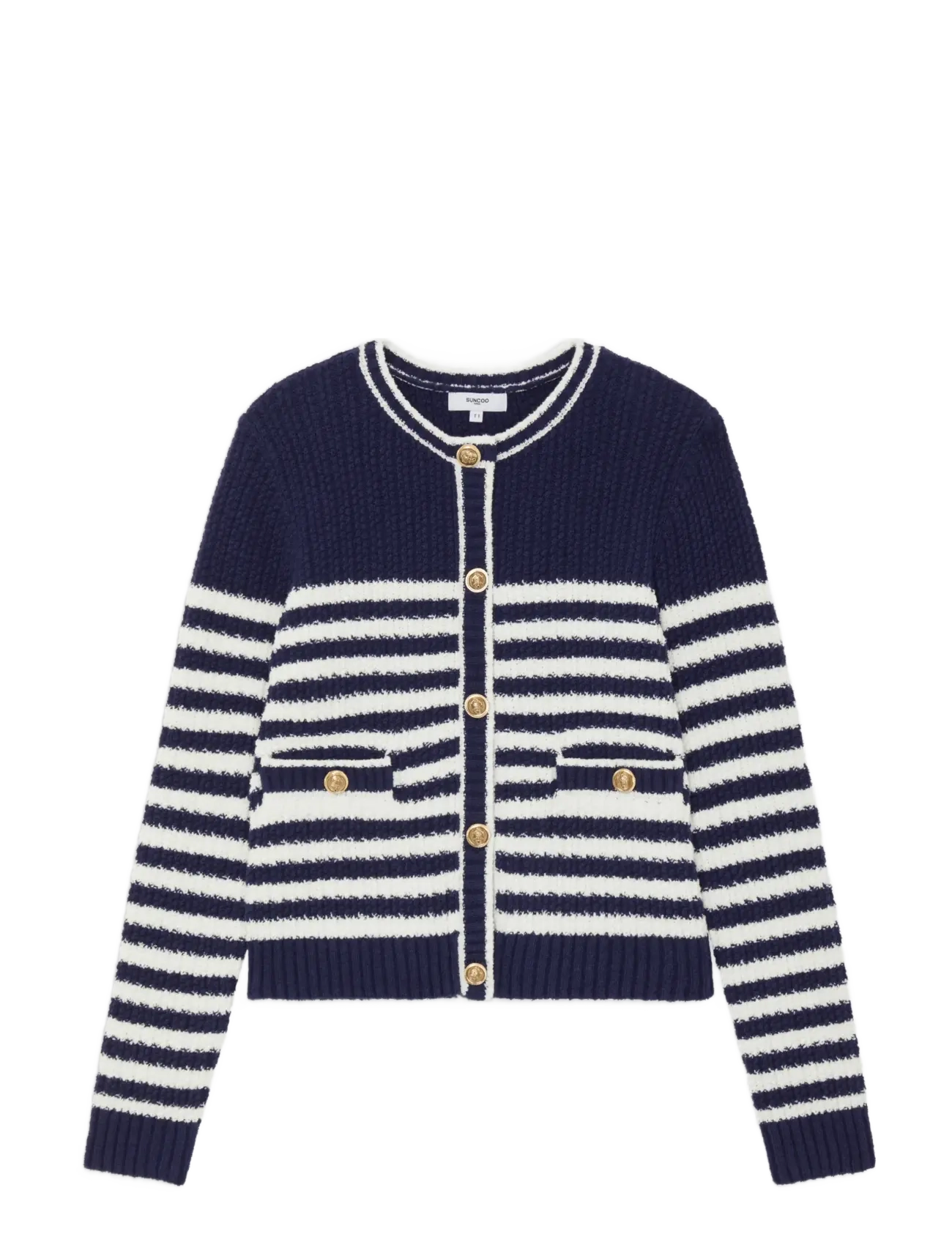 SUNCOO PARIS Gabarel - Gestreift Cardigan Navy - L - Damen