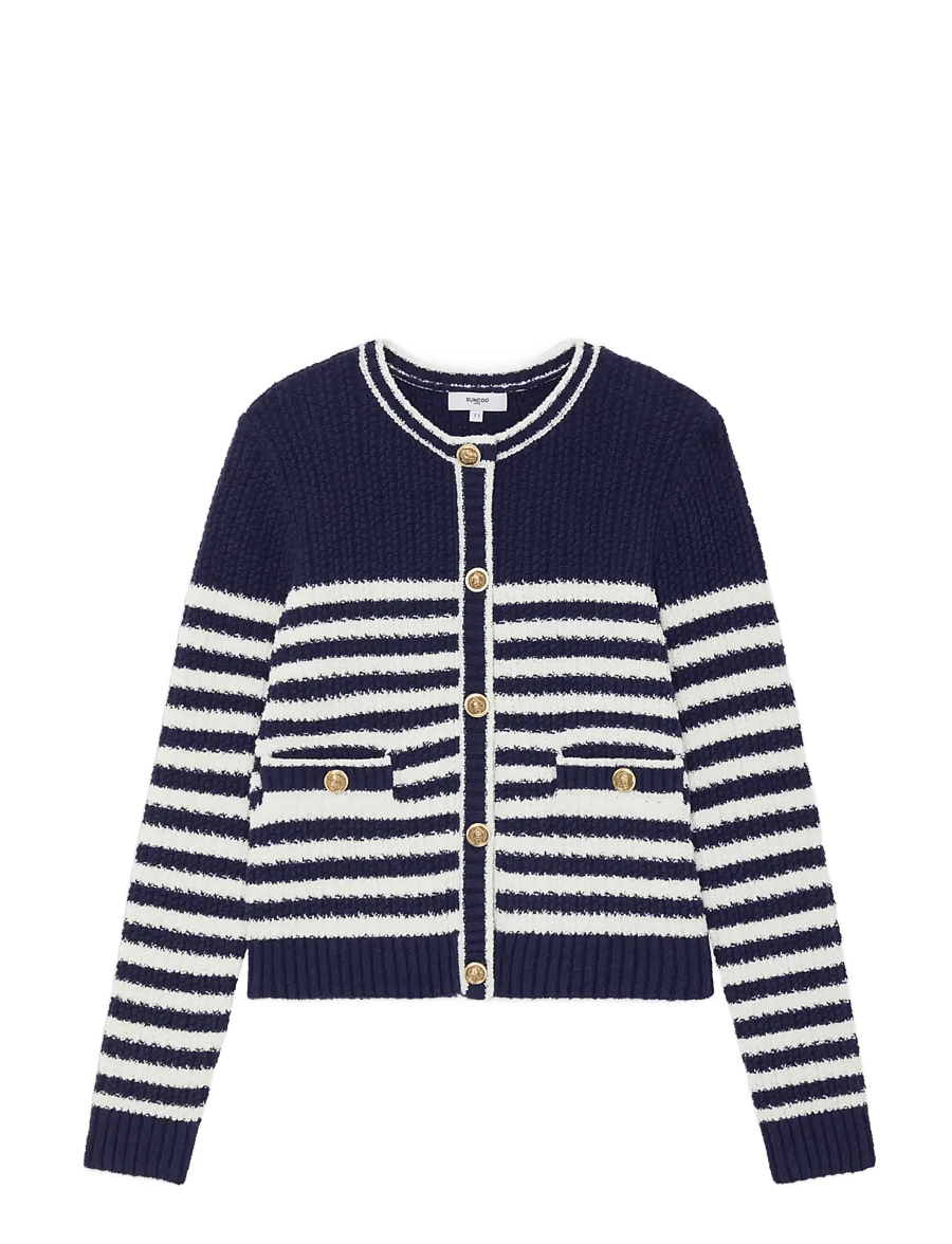 SUNCOO Paris - Gabarel - striped cardigan - strickjacken - bleu nuit - 0