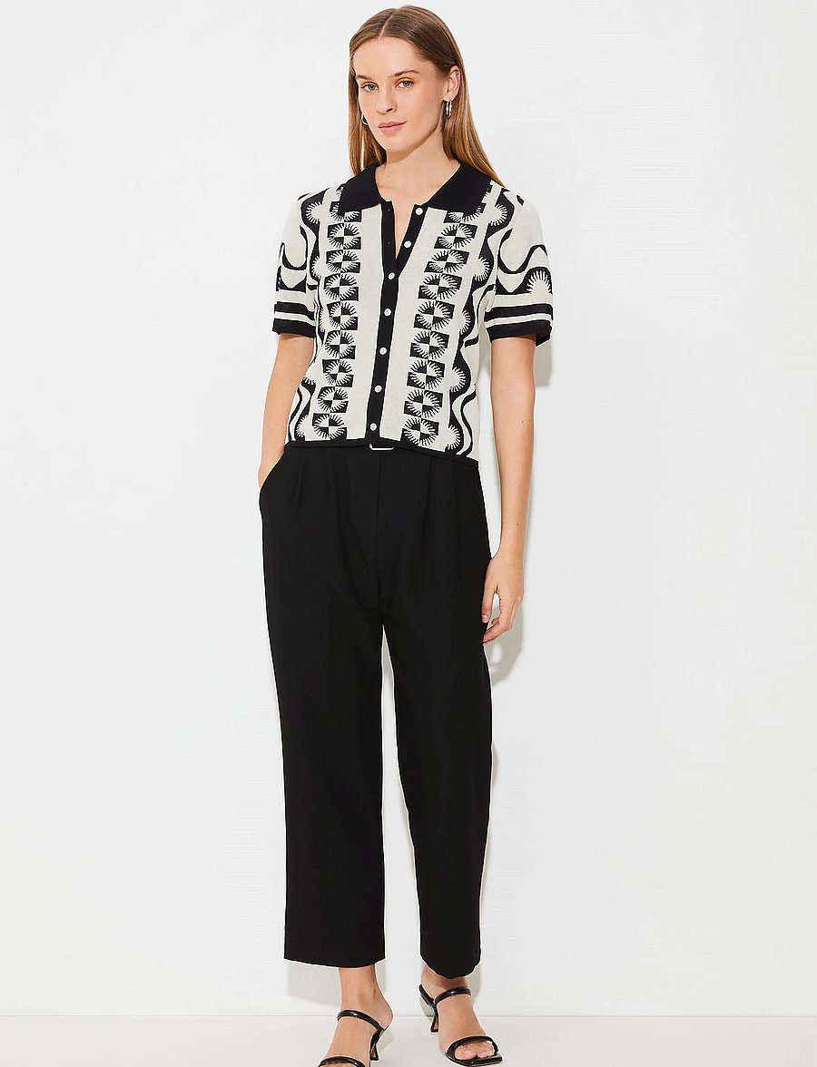 SUNCOO Paris - Gabera - Black and white jacquard polo jumper - poloshirts - noir - 0