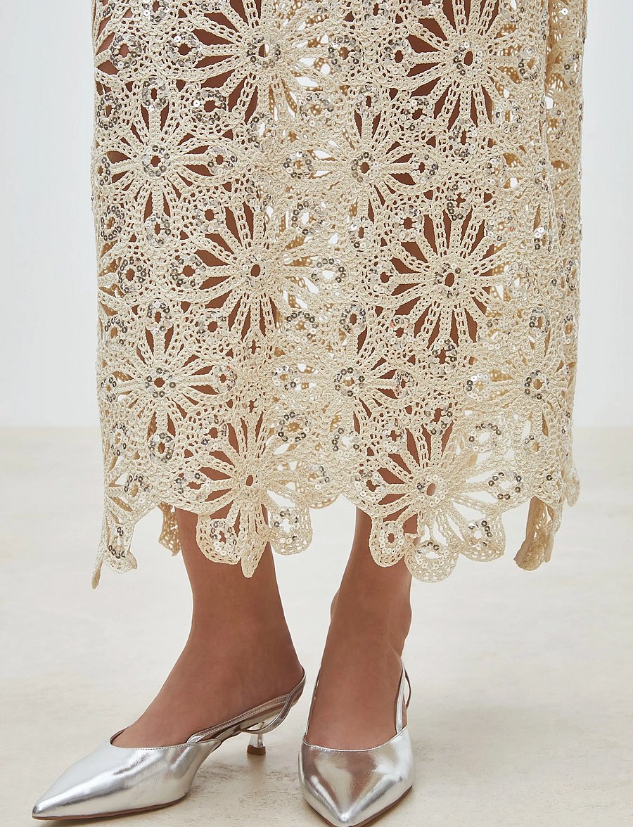 SUNCOO Paris - Fanny - pailletten-röcke - beige - 5