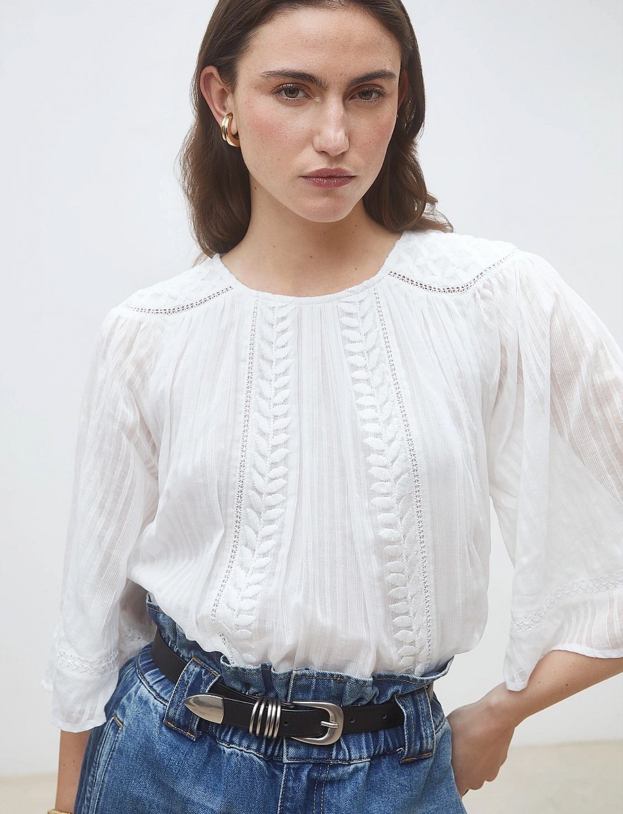 SUNCOO Paris - Laurynn - short-sleeved blouses - blanc casse - 3