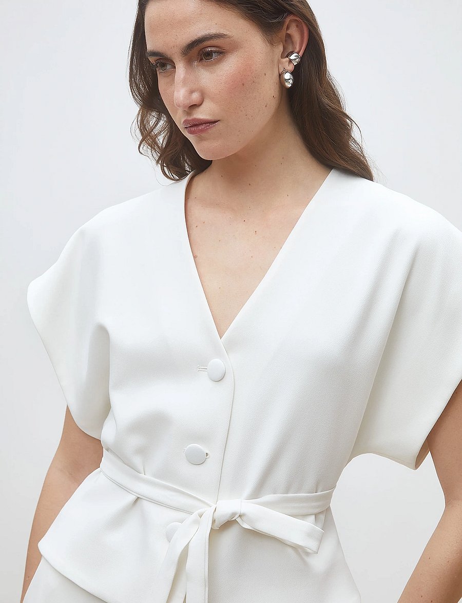 SUNCOO Paris - Lazlo - short-sleeved blouses - blanc casse - 0