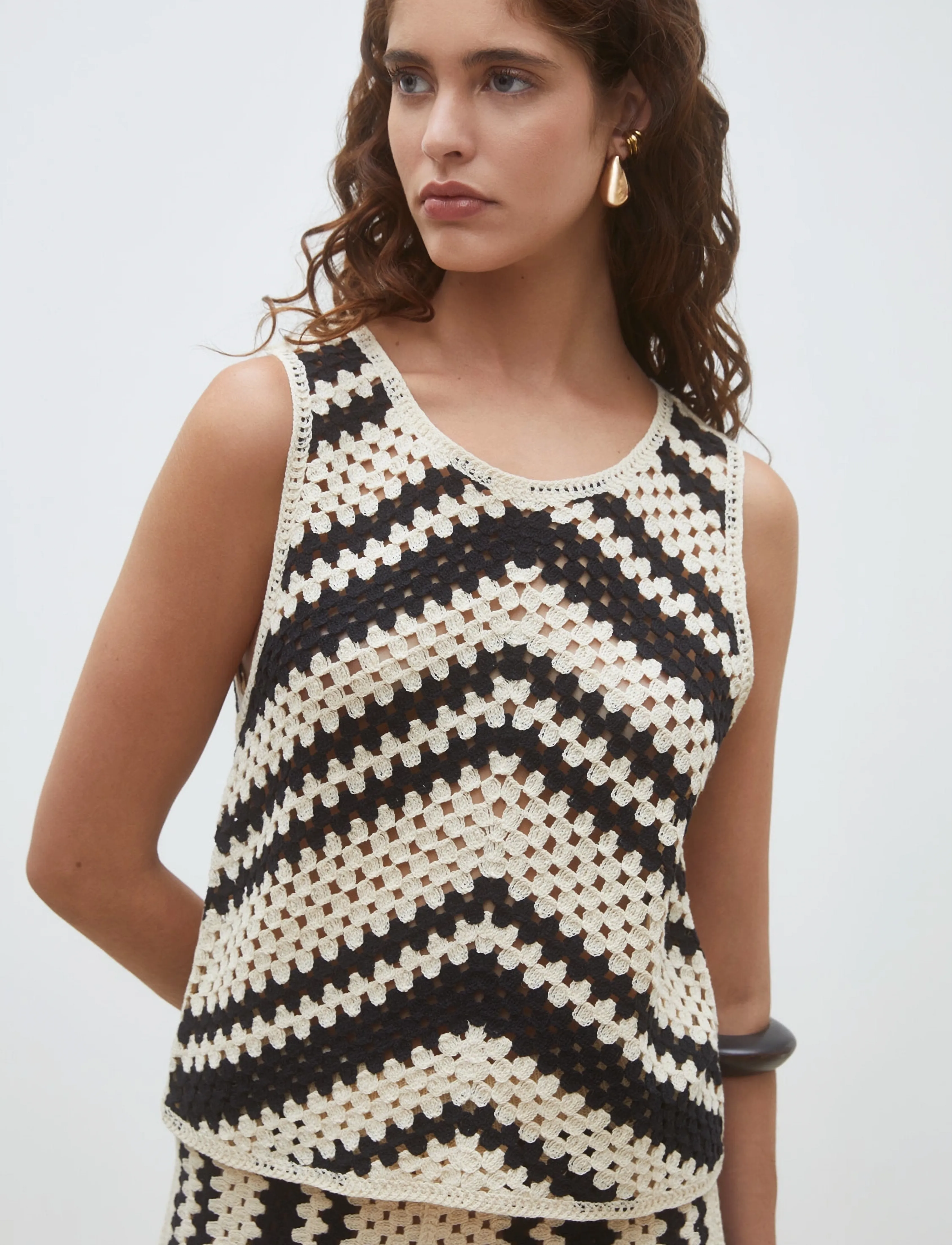 SUNCOO Paris Pissaro, Kvinder, Hæklet Top, Cream, Str: M