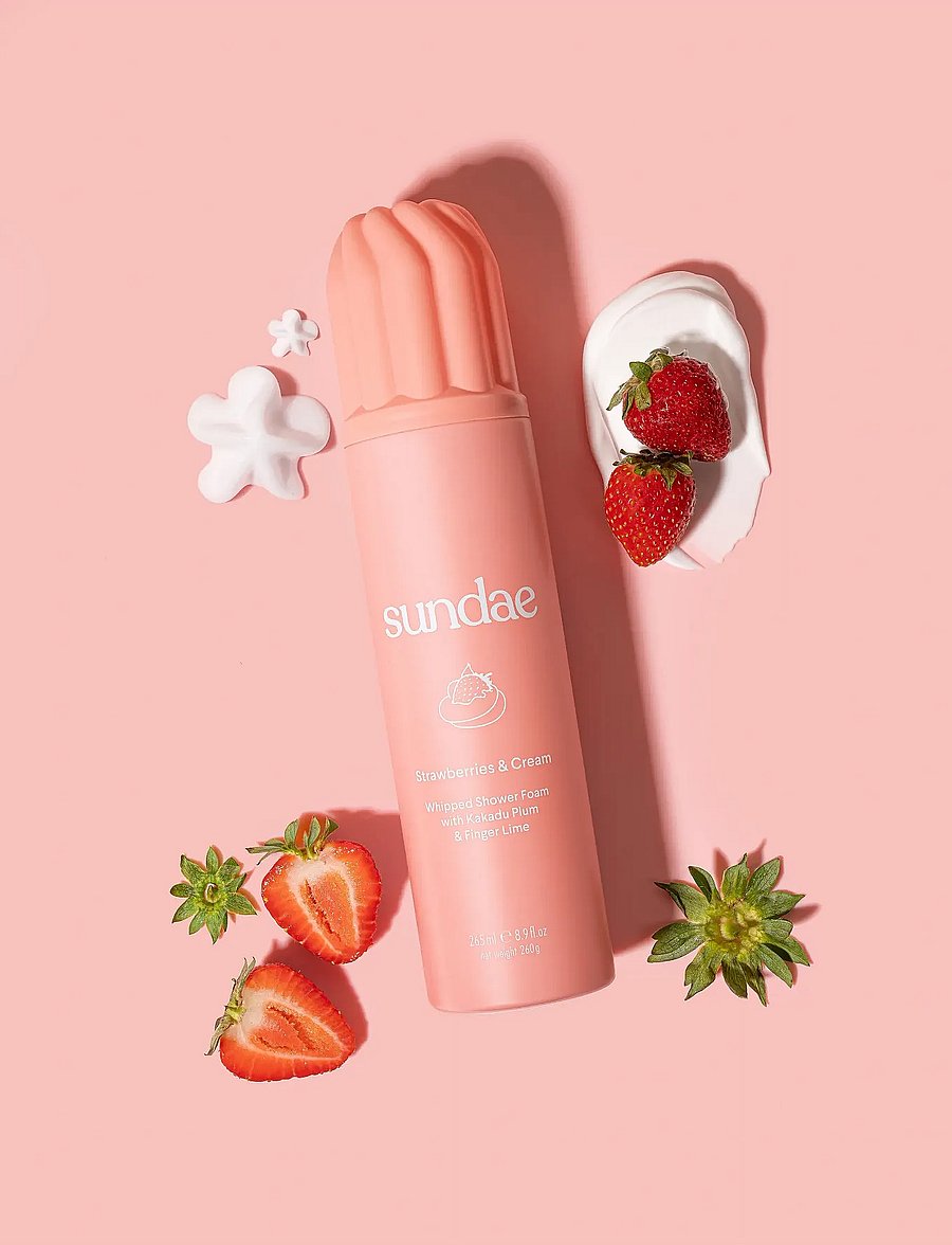 Sundae Body - Strawberries & Cream Whipped Shower Foam - shower gel & bruseolier - strawberry & cream - 0