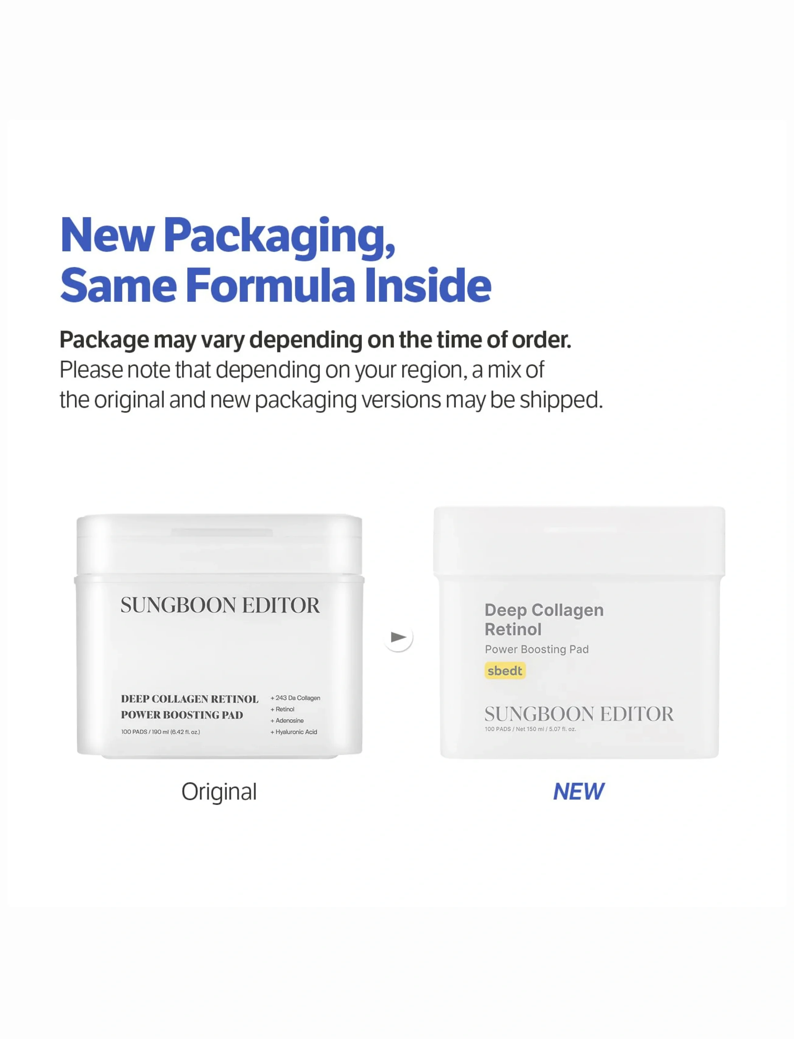 Sungboon Editor Deep Collagen Retinol Power Boosting Pad, 150 ml, Nude, Toners > Toner Pads, Dame