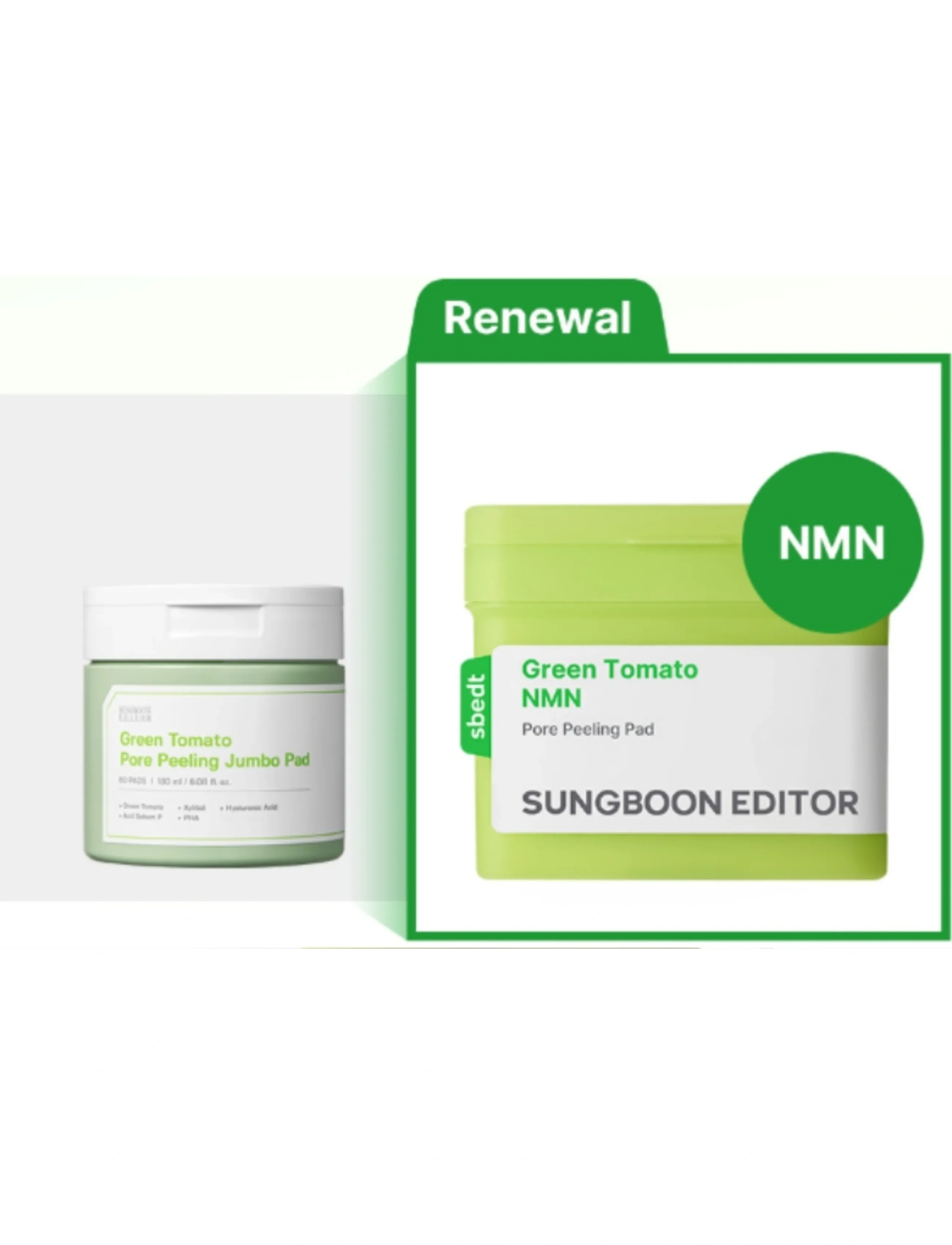 Sungboon Editor - Green Tomato NMN Pore Peeling Pad - peeling - clear - 2