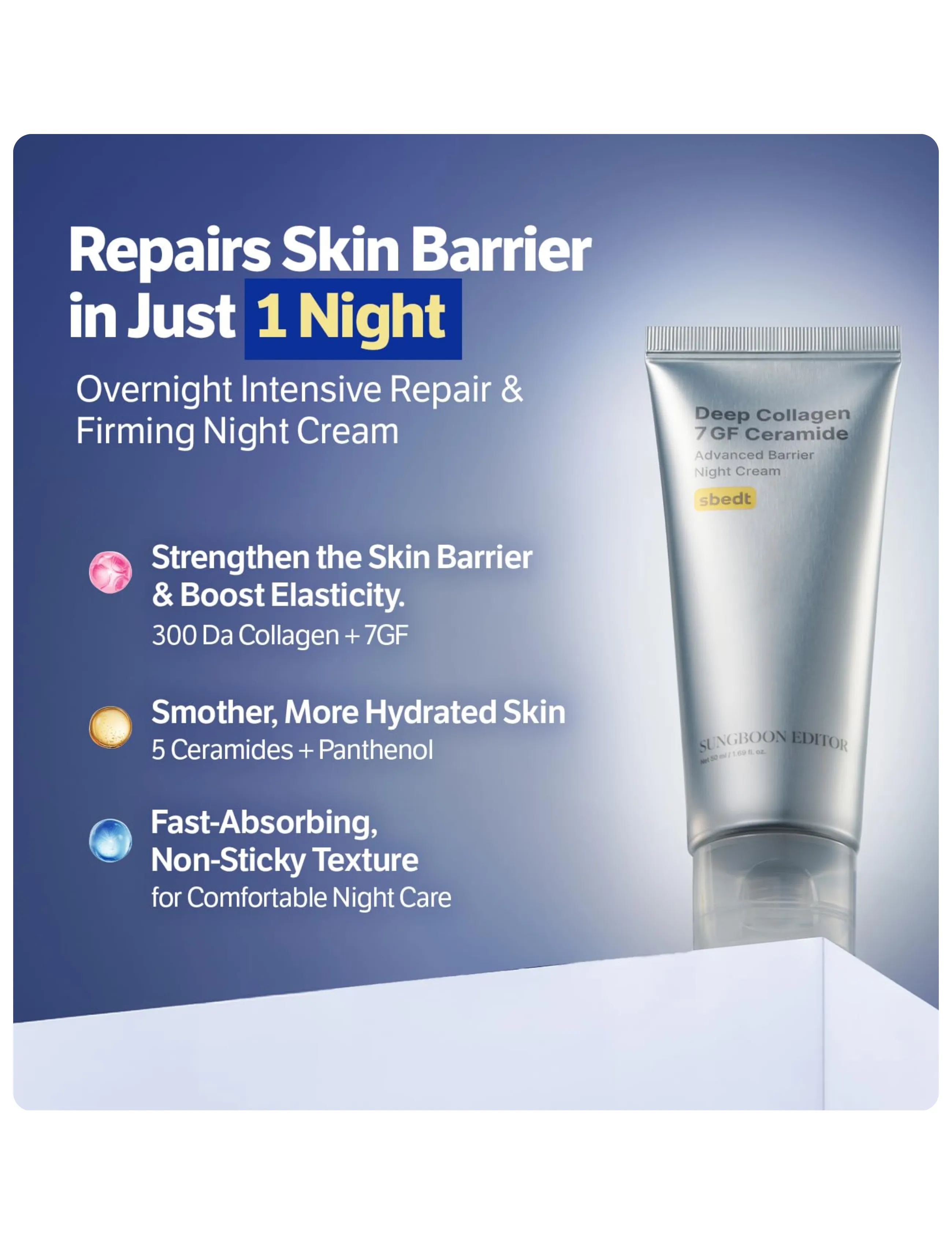 Sungboon Editor - 7 GF Ceramide Advanced Barrier Night Cream - clear - 3