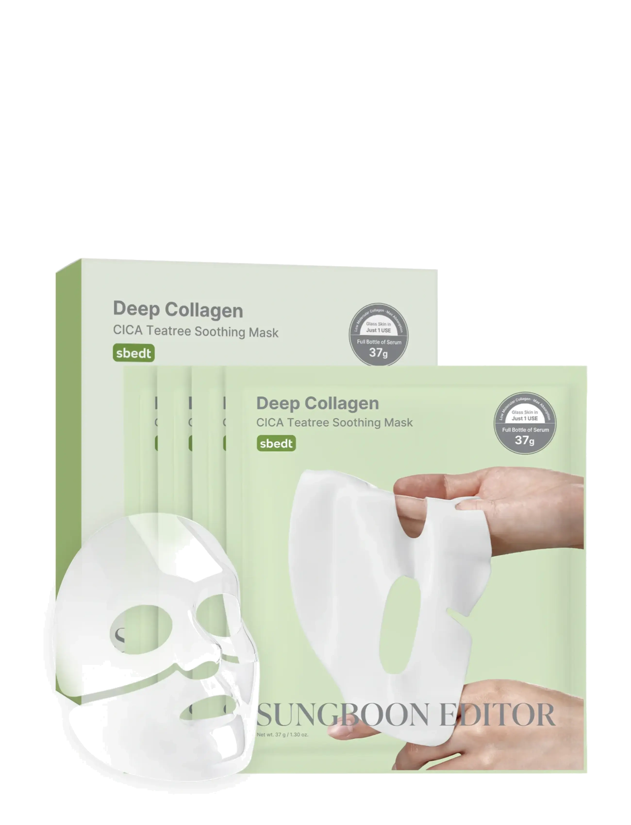 Sungboon Editor - Deep Collagen Cica Teatree Soothing Mask - lehtmaskid - clear - 2