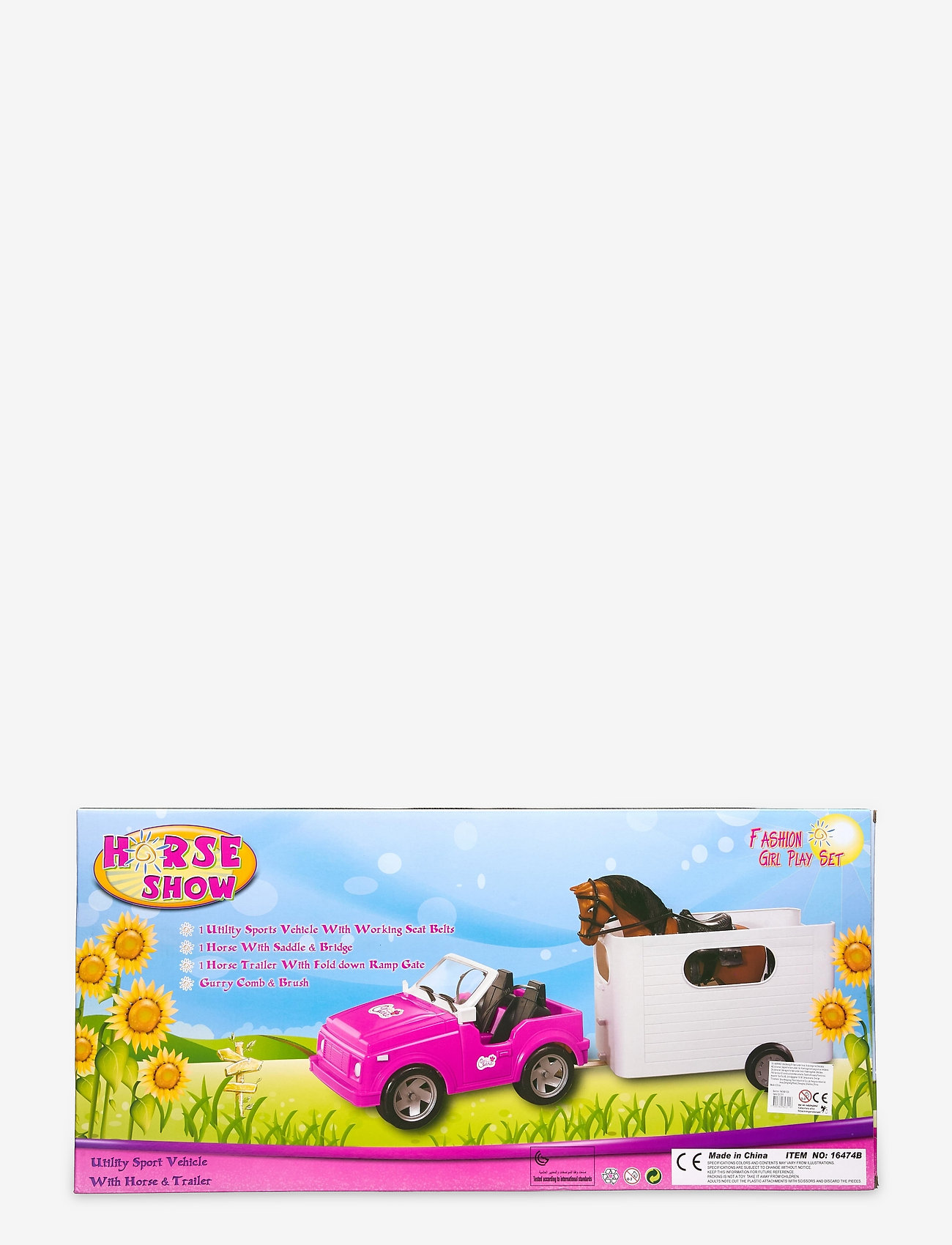 Suntoy - HÄSTTRANSPORT JEEP 61 CM - dukker - pink, white, brown - 1