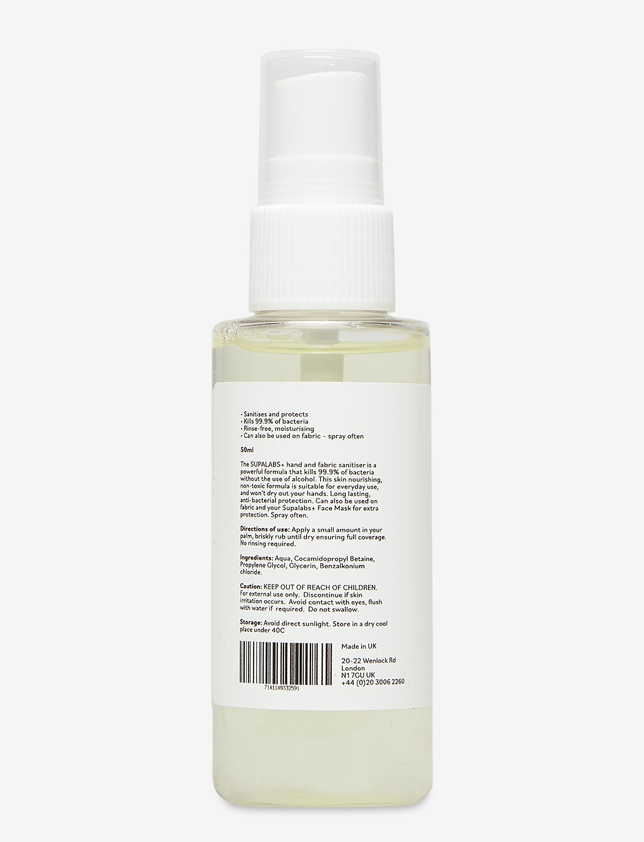 SUPALABS - LI ALC FREE HAND/FABRIC SANISTISERS 50 ML - white - 1