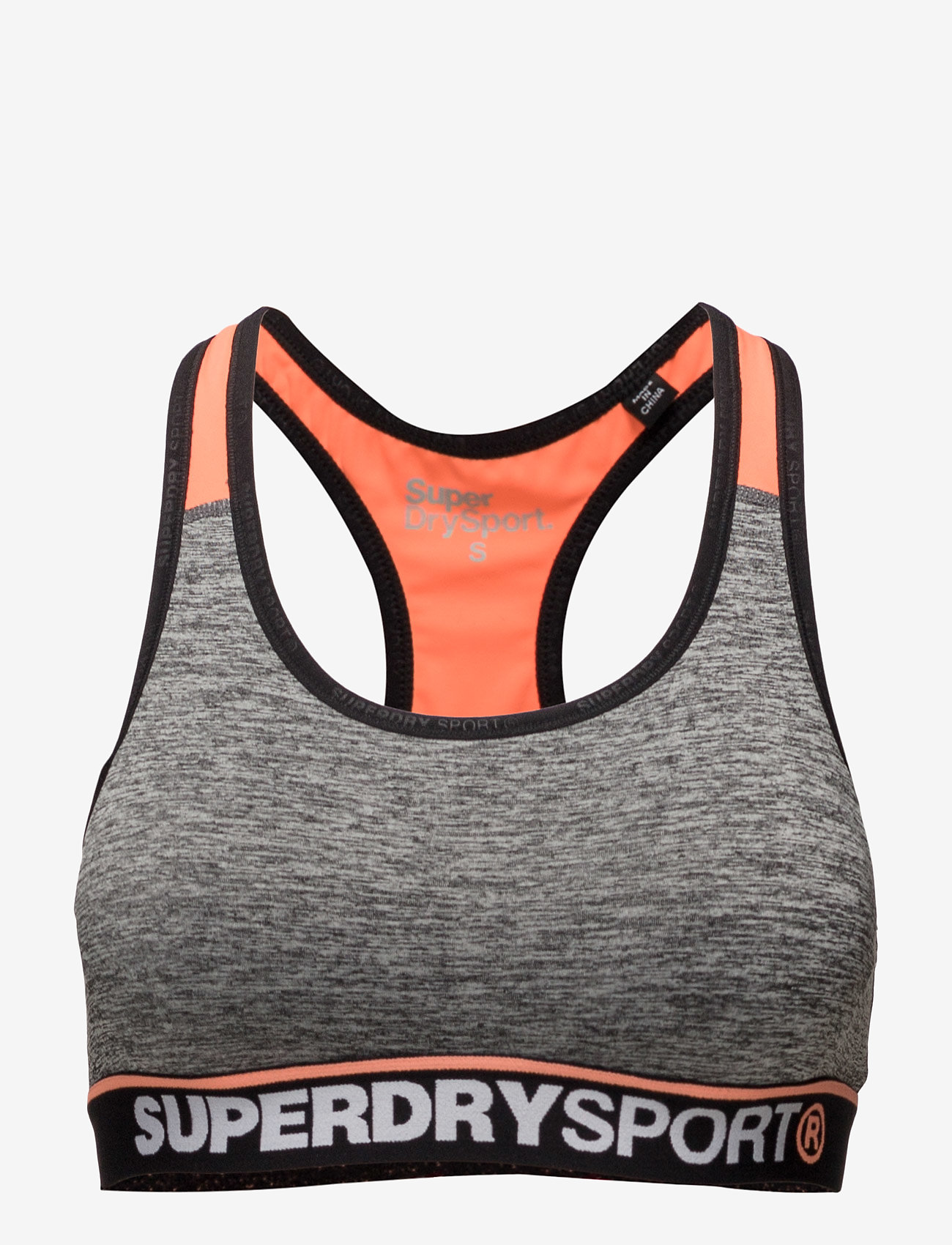 Superdry Sport - SUPERDRY SPORT ESSENTIALS BRA - speckle charcoal/pop orange - 0