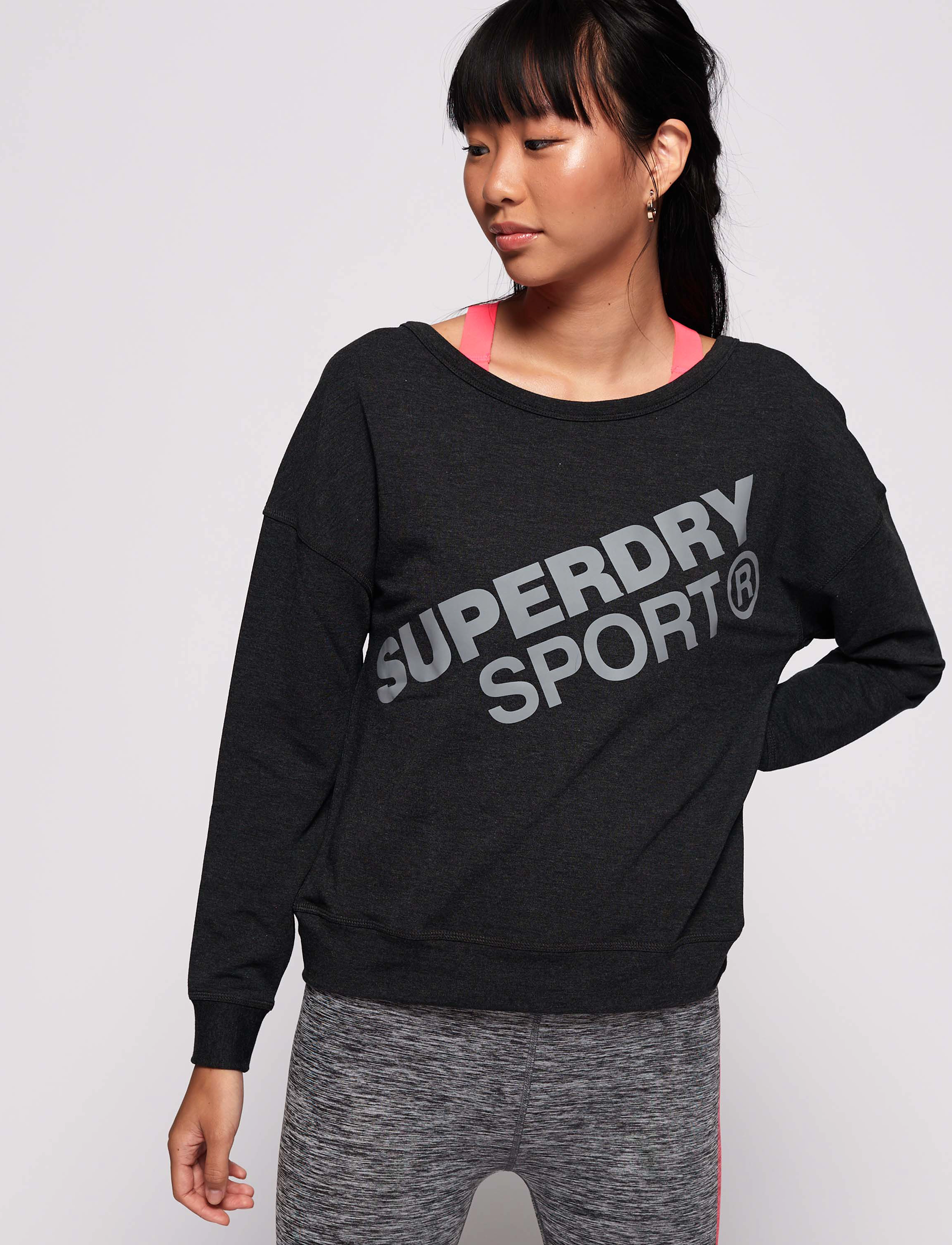 Superdry Sport - ACTIVE GRAPHIC CREW NECK - black marl - 2