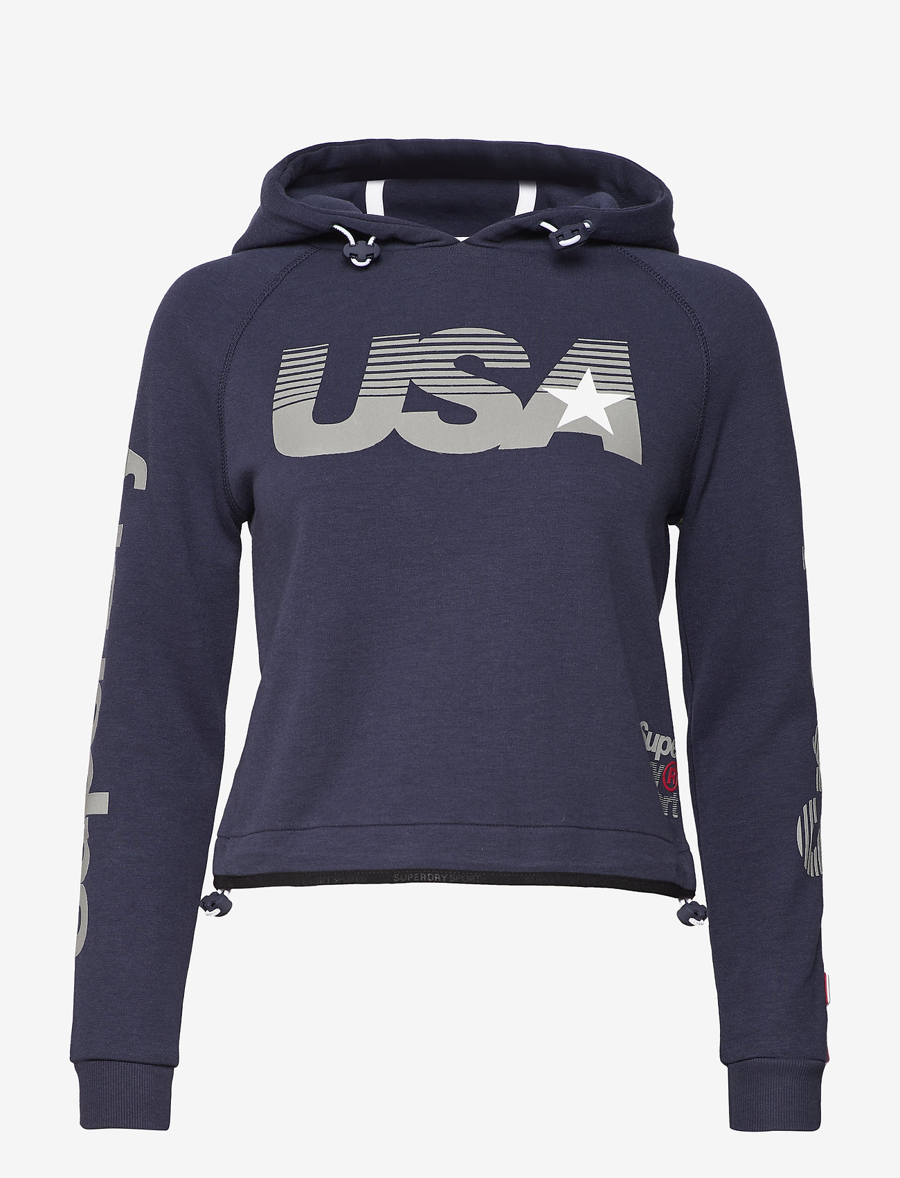 Superdry Sport - GYM TECH USA CROP HOOD - dark navy - 0