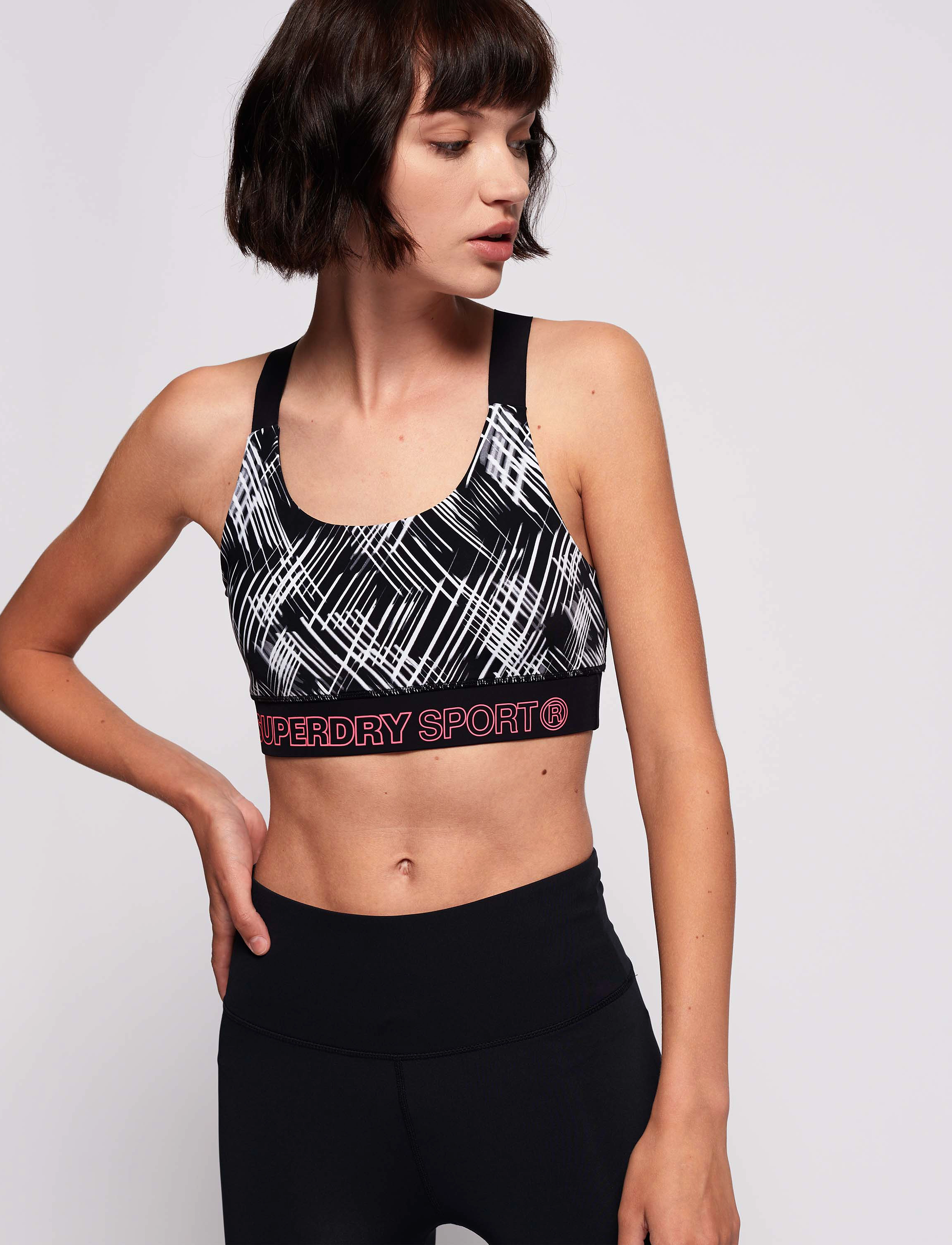 Superdry Sport - ACTIVE BRA - motion lines mono print - 2