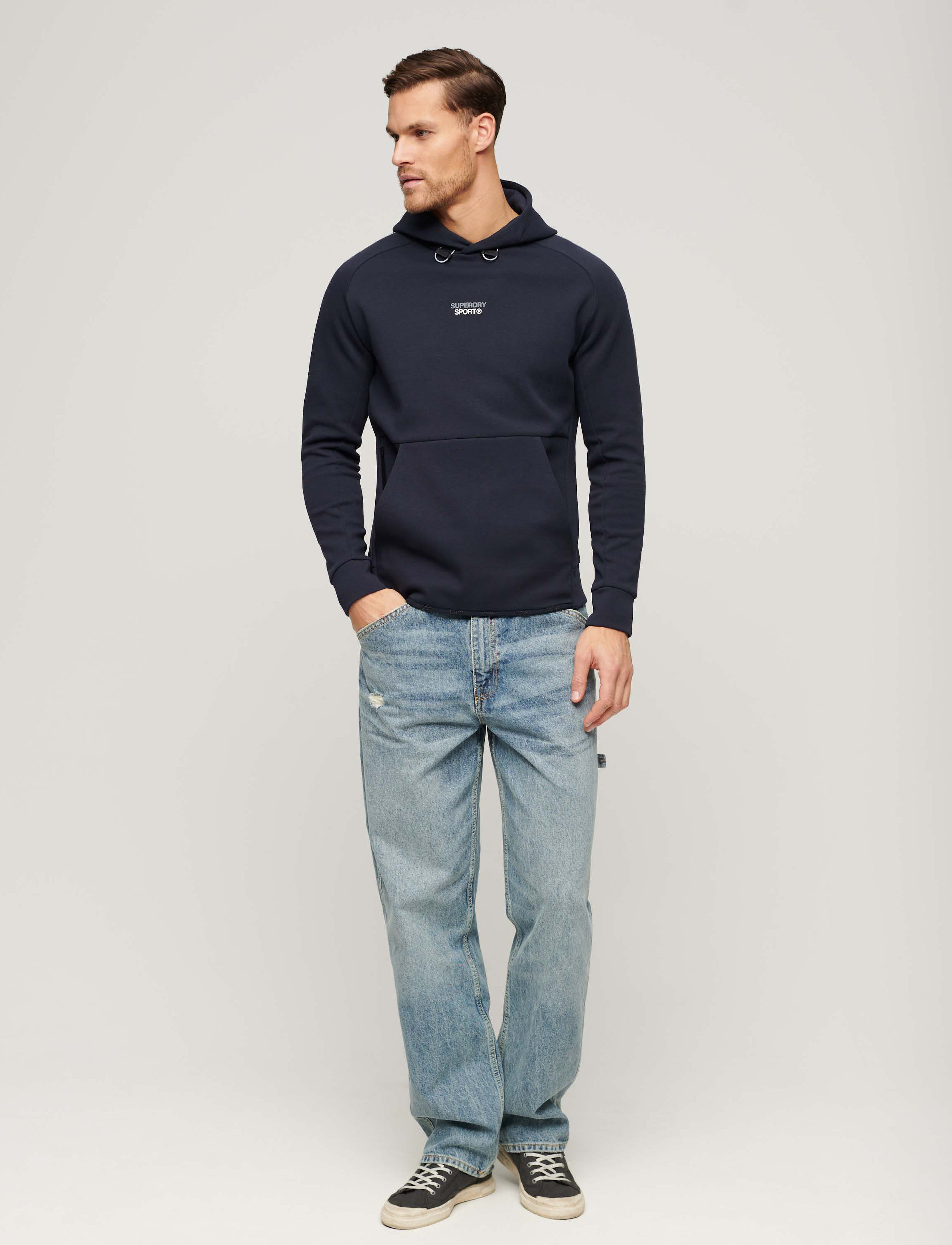Superdry Sport - SPORT TECH LOGO LOOSE HOOD - eclipse navy - 4
