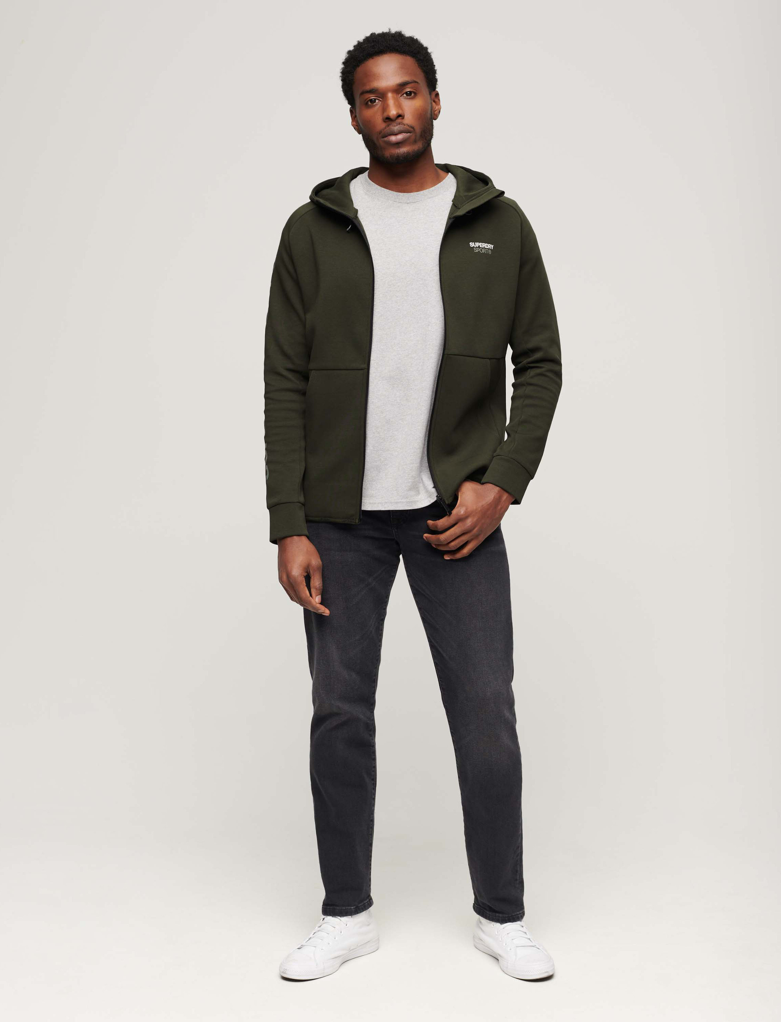 Superdry Sport - SPORT TECH LOGO LOOSE ZIP HOOD - army khaki - 5