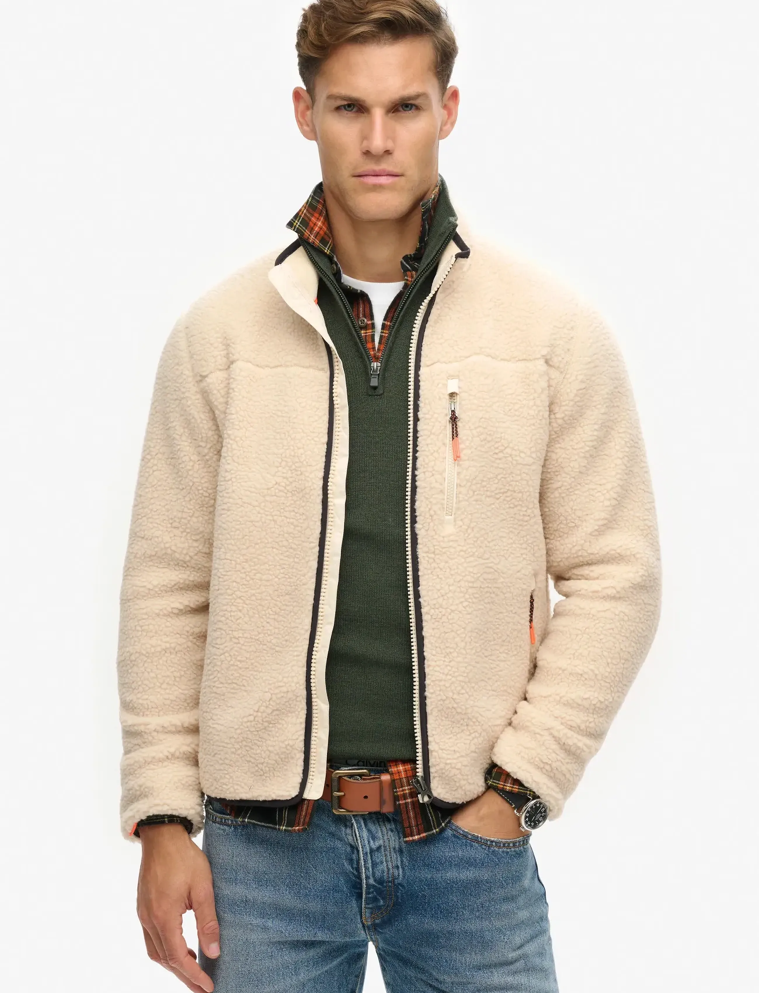 Superdry Sport OUTDOOR FULL ZIP FLEECE - Sweatshirts - OATMEAL BEIGE / cream