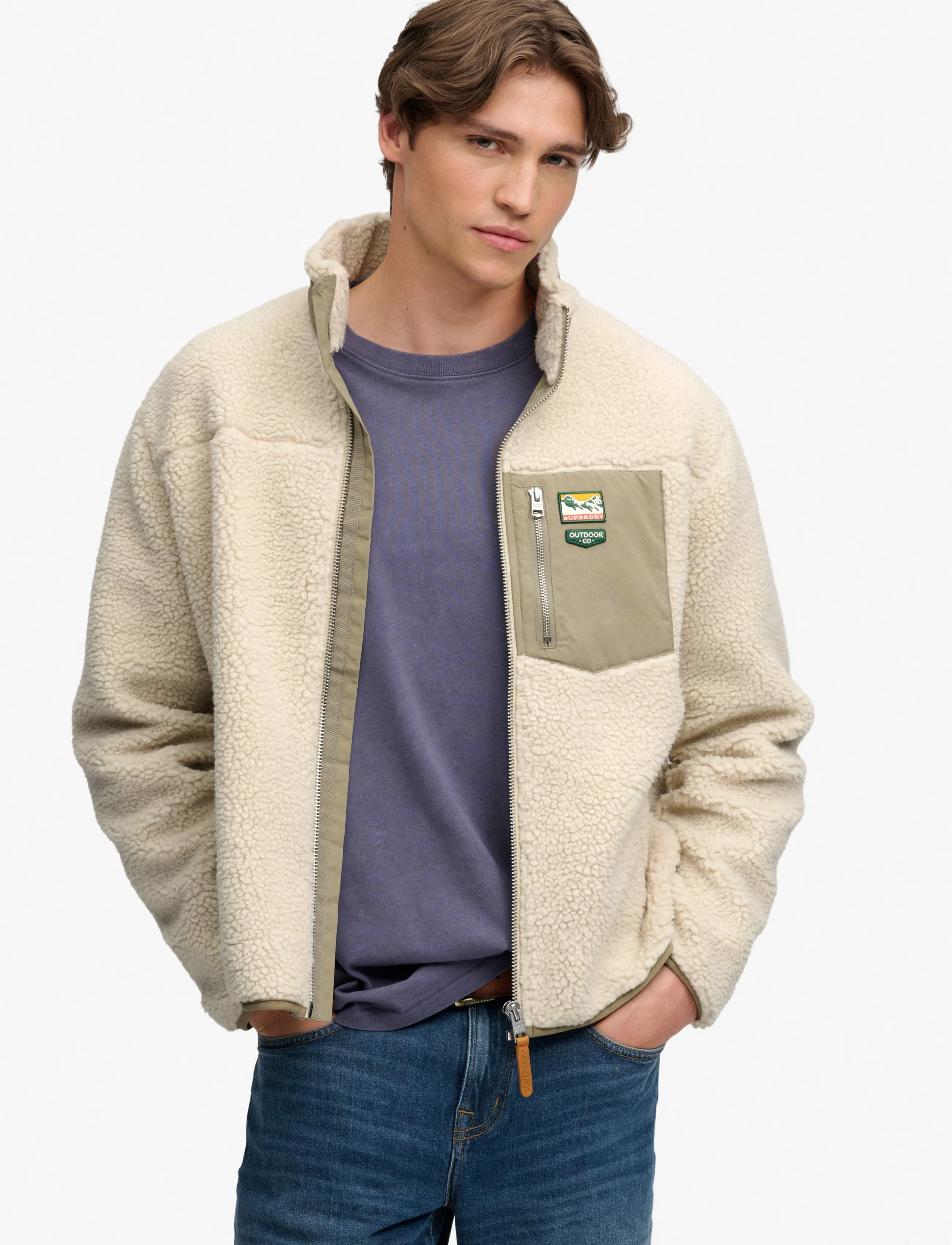 Superdry Sport - MOUNTAIN FULL ZIP FLEECE - kampsunid ja vahekihid - overcast beige/silver sage - 3