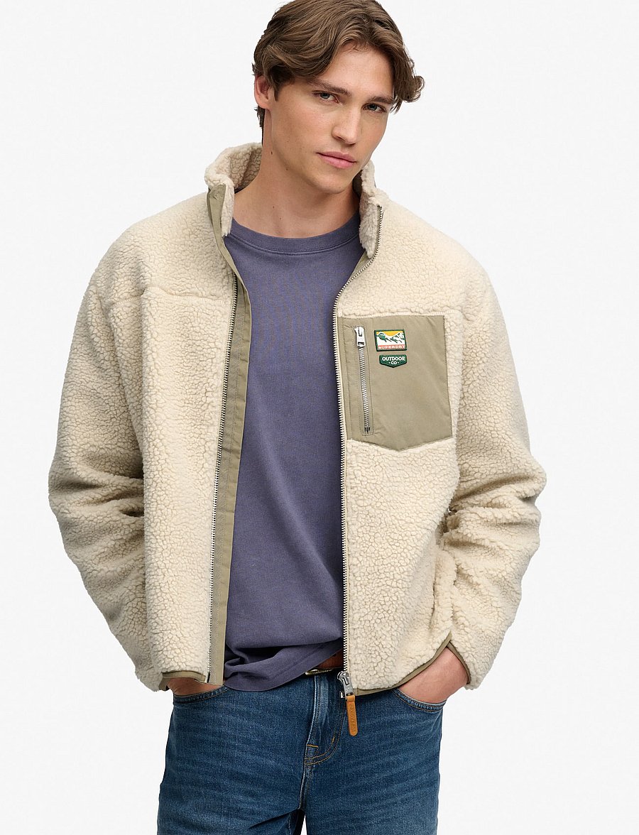 Superdry Sport - MOUNTAIN FULL ZIP FLEECE - kampsunid ja vahekihid - overcast beige/silver sage - 3