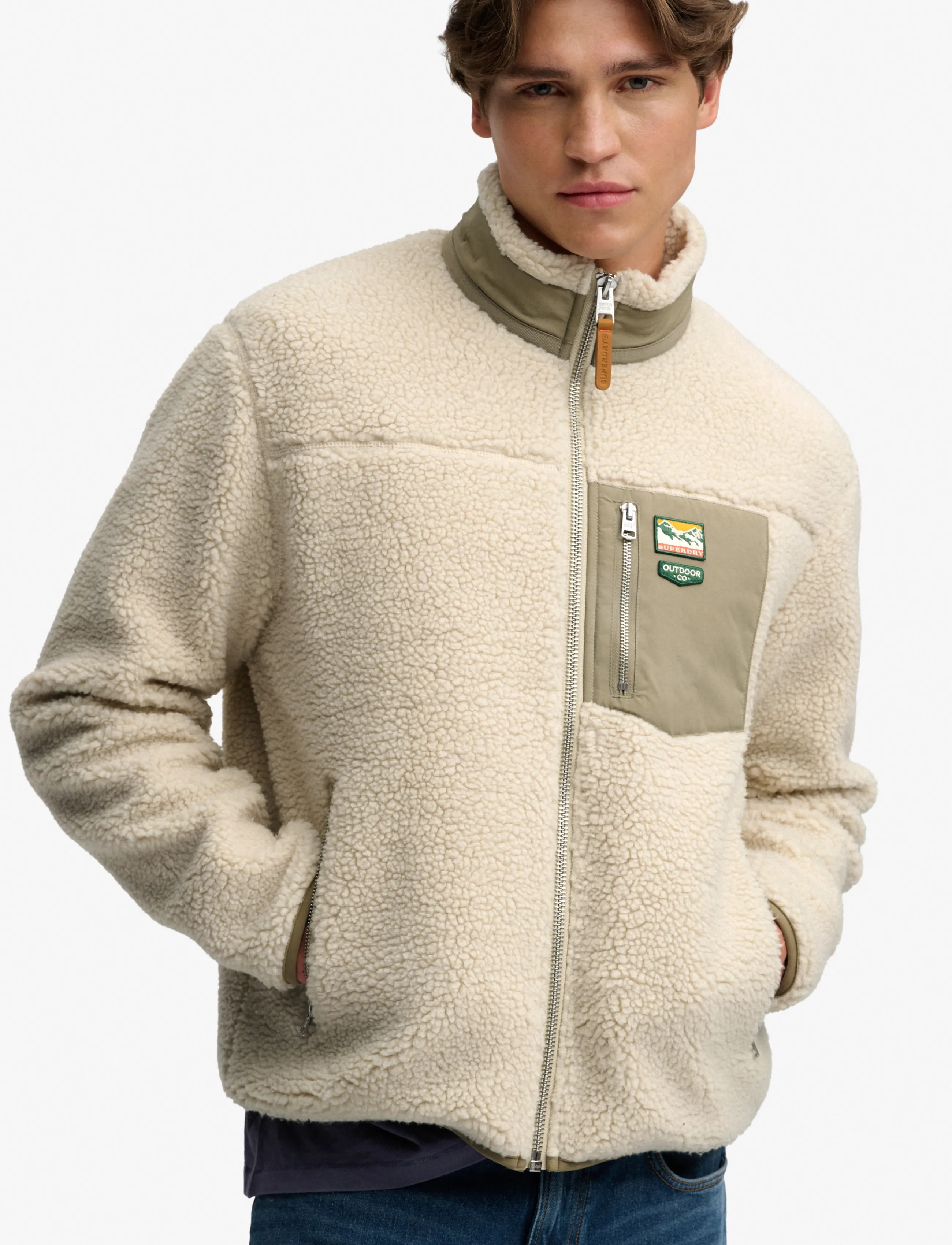 Superdry Sport - MOUNTAIN FULL ZIP FLEECE - kampsunid ja vahekihid - overcast beige/silver sage - 4