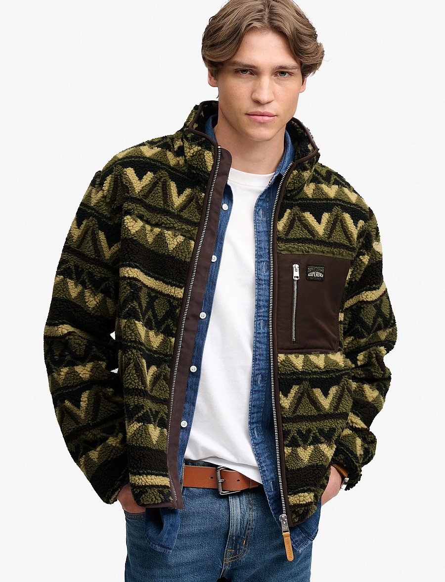 Superdry Sport - ABSTRACT FLEECE ZIP THROUGH - fleece-pullover - snow peak green - 0