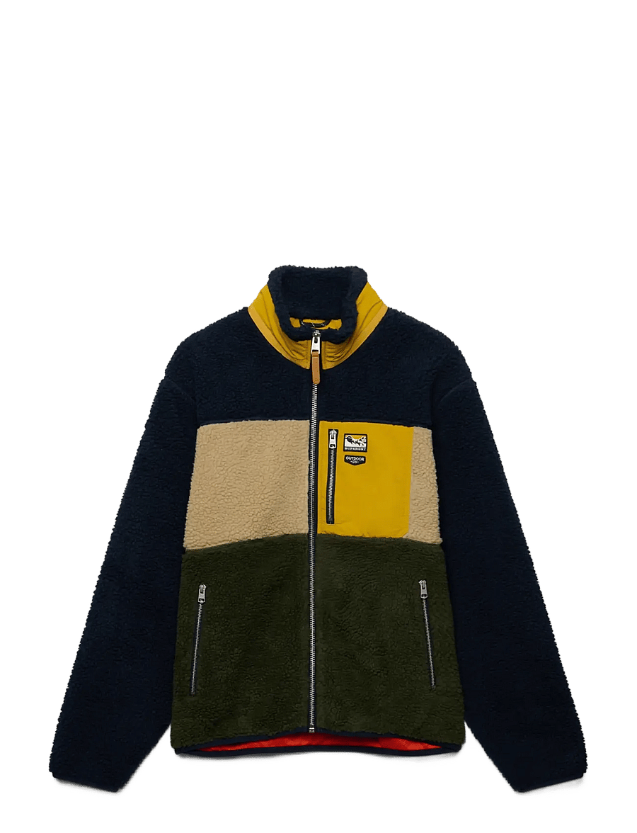 Superdry Sport - COLOUR BLOCK RETRO ZIP FLEECE - fleece & midlayer - eclipse navy mix - 1