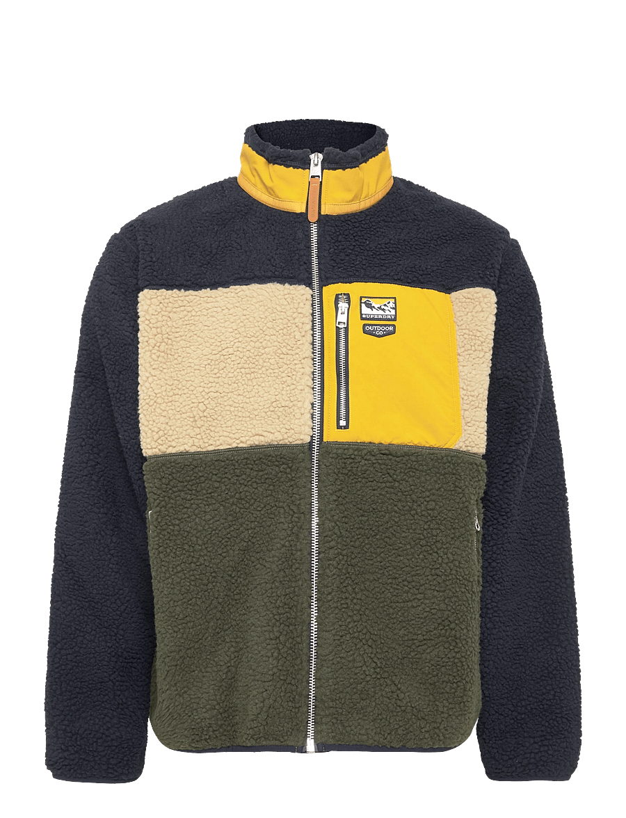 Superdry Sport - COLOUR BLOCK RETRO ZIP FLEECE - polaires et couches intermédiaires - eclipse navy mix - 1