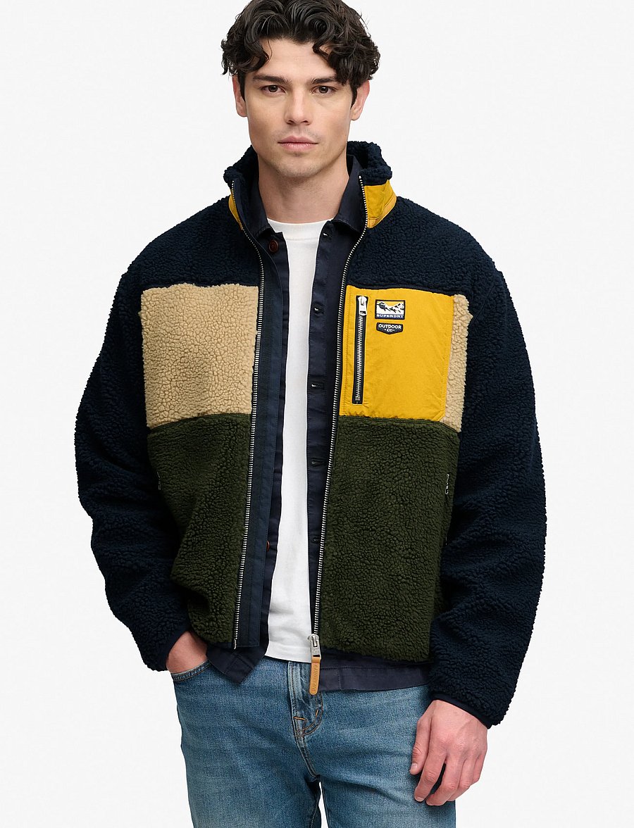 Superdry Sport - COLOUR BLOCK RETRO ZIP FLEECE - fleece & midlayer - eclipse navy mix - 0
